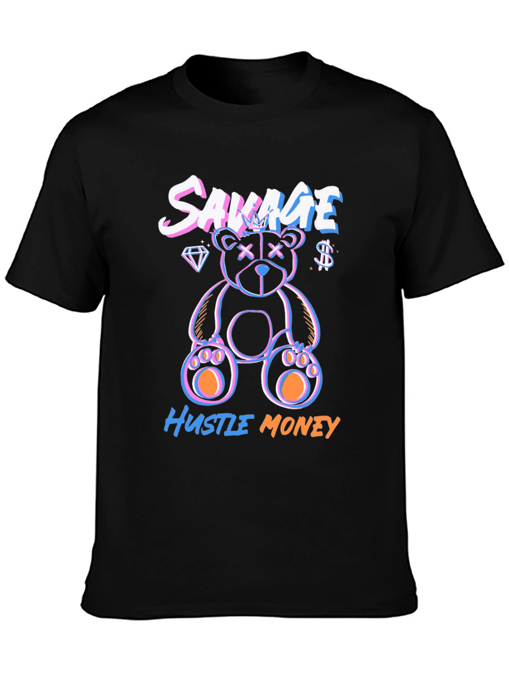 Savage Hustle Money Black Graphic T-Shirt