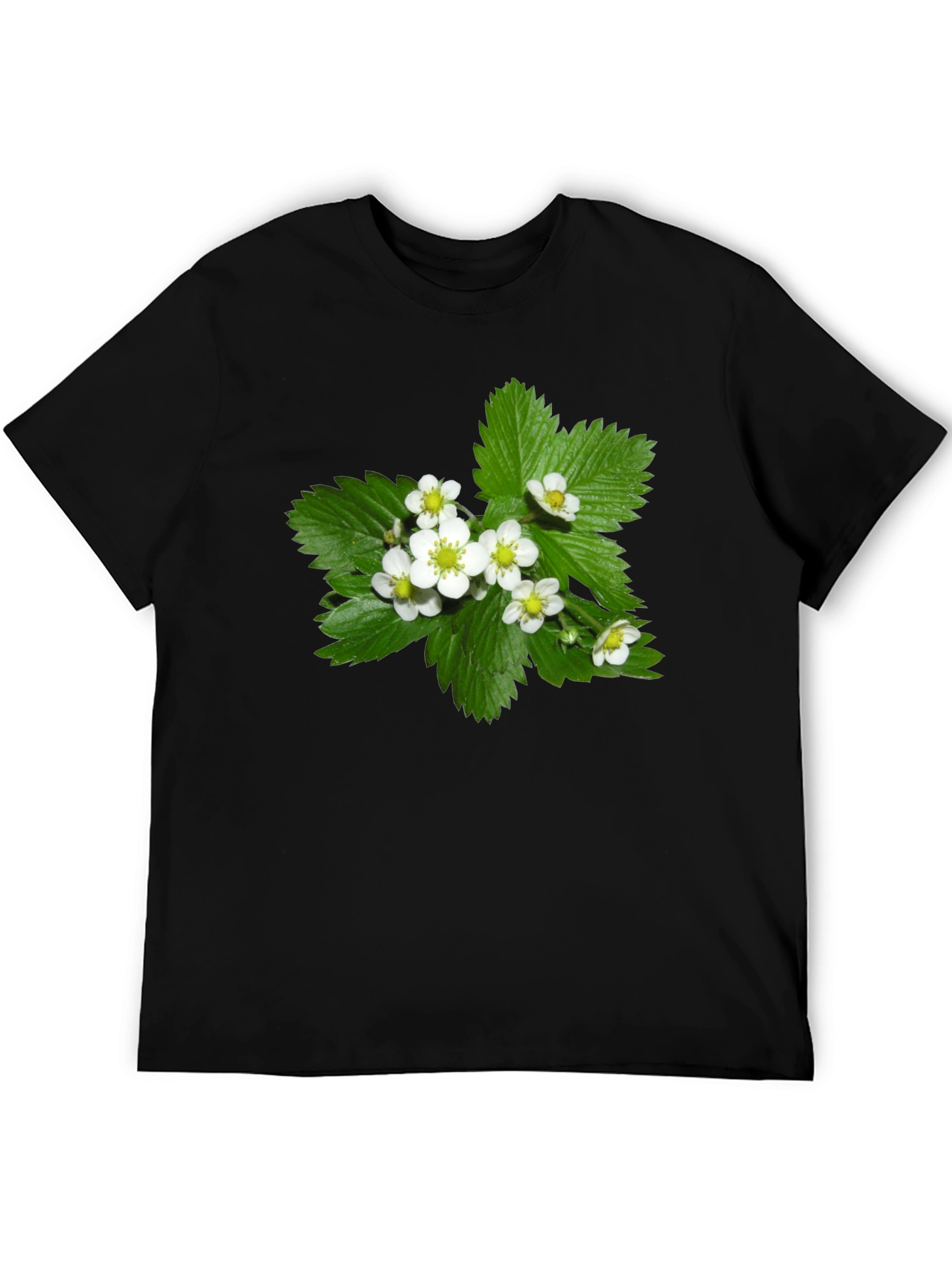Floral Black T-Shirt - Botanical Style
