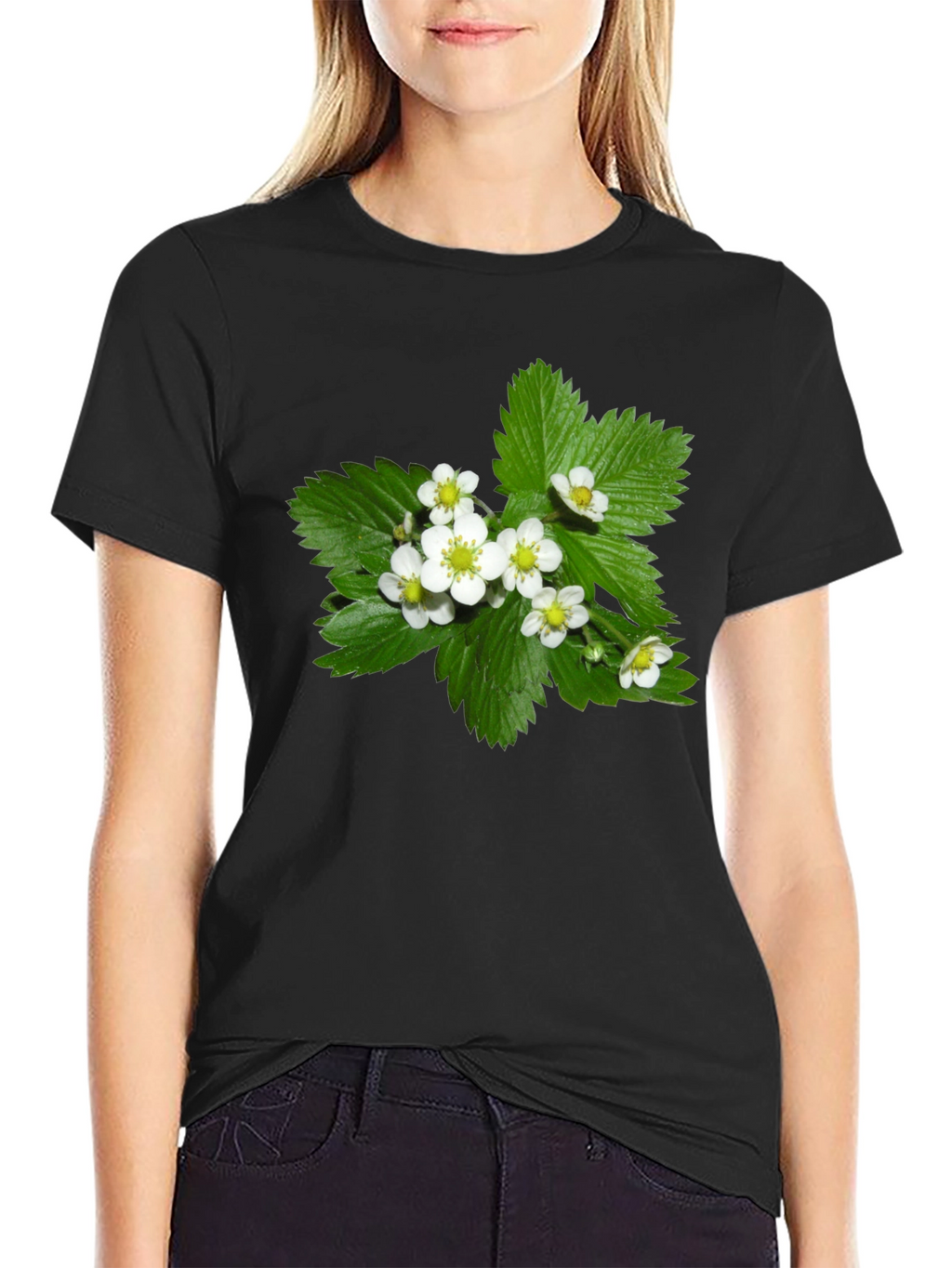 Floral Black T-Shirt - Botanical Style