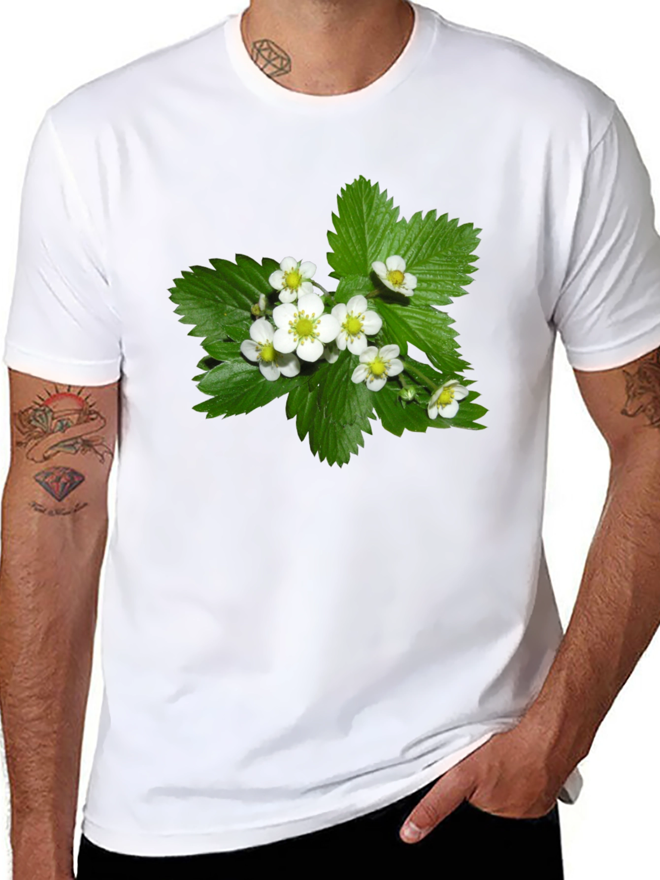Floral Black T-Shirt - Botanical Style