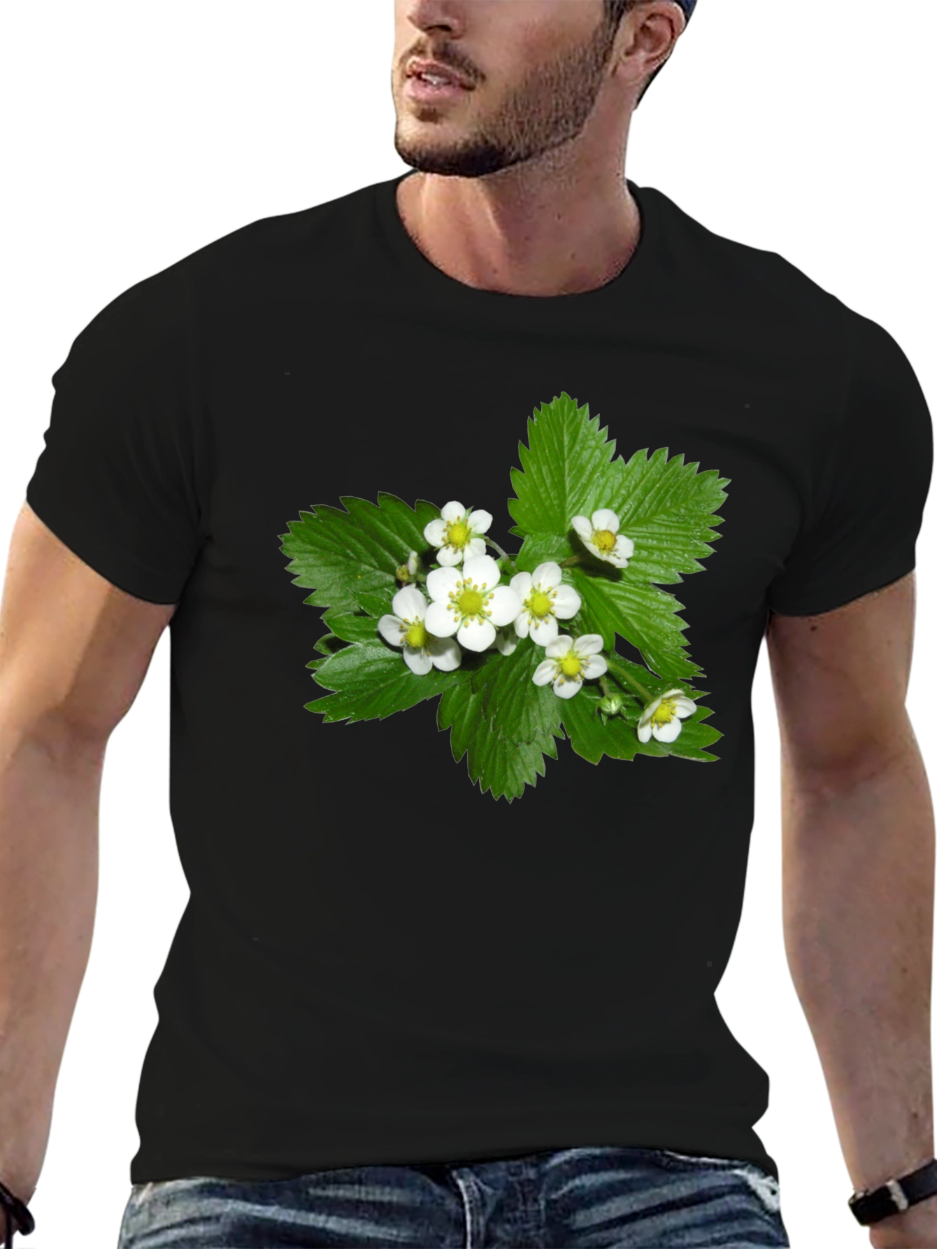 Floral Black T-Shirt - Botanical Style