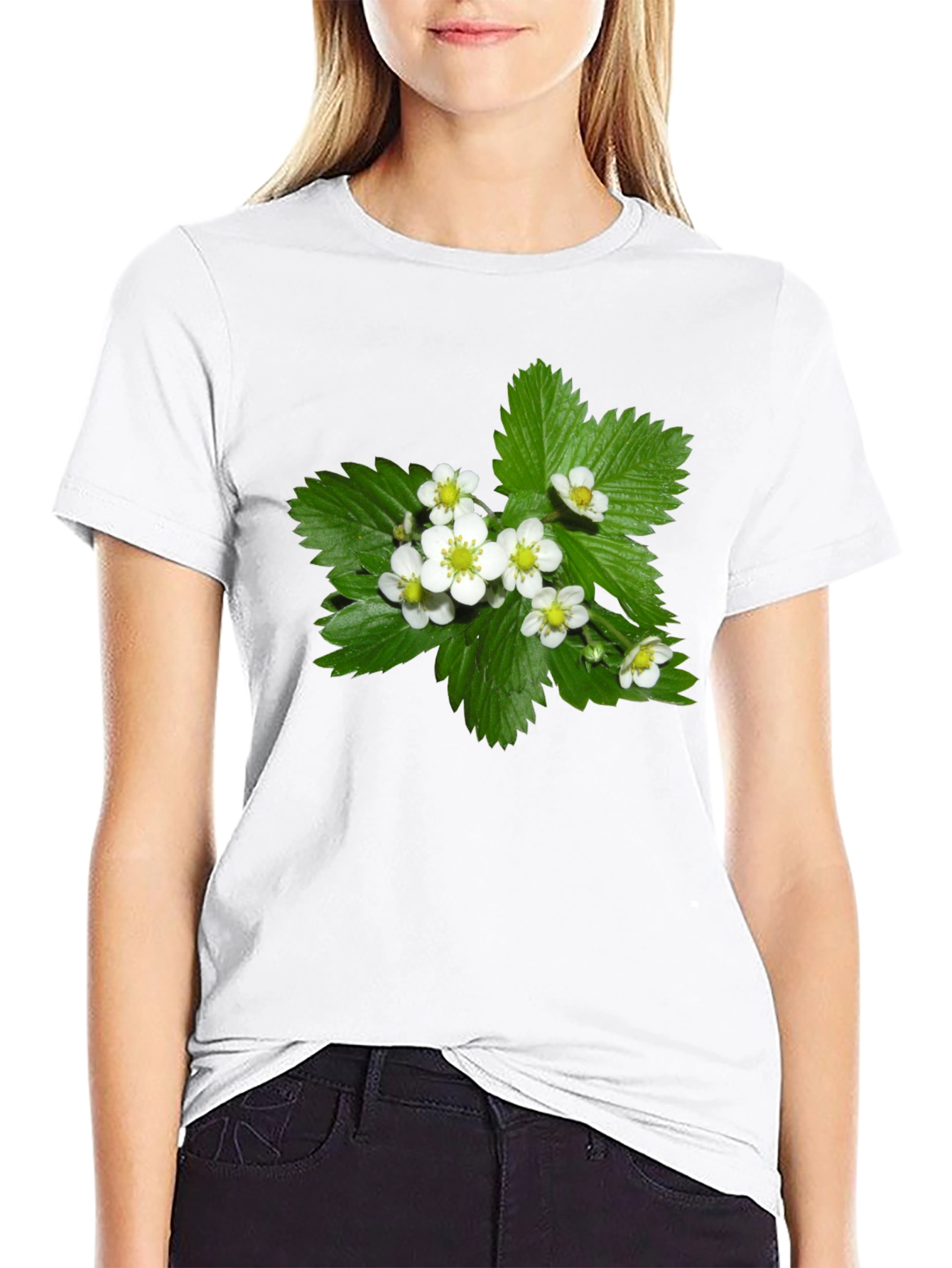 Floral Black T-Shirt - Botanical Style
