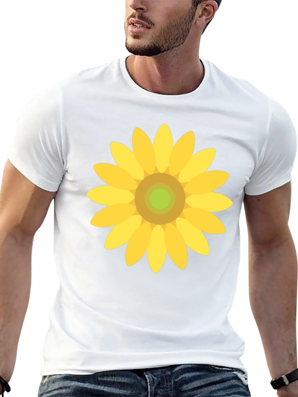 Sunflower Graphic Print Black T-Shirt