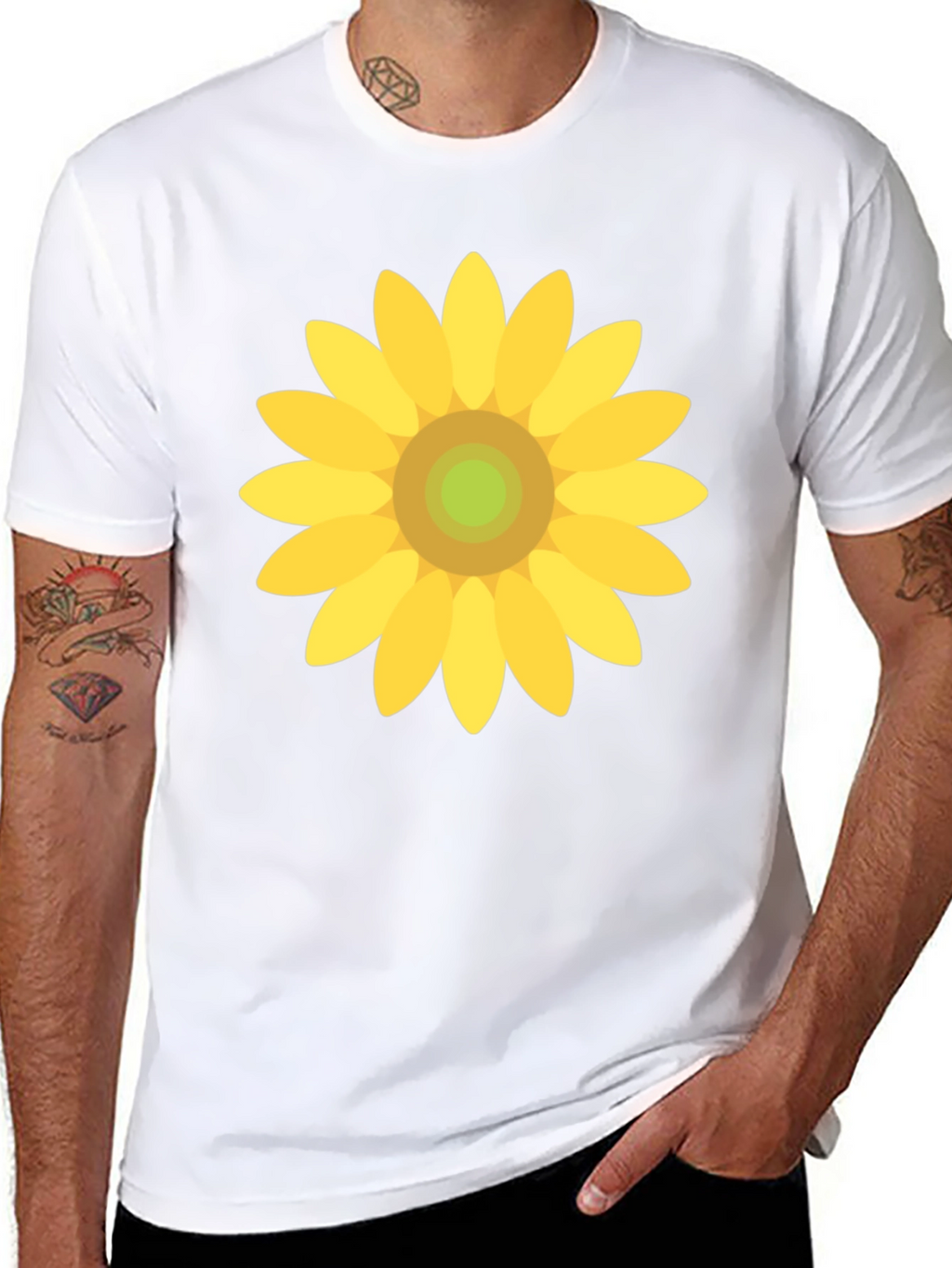 Sunflower Graphic Print Black T-Shirt