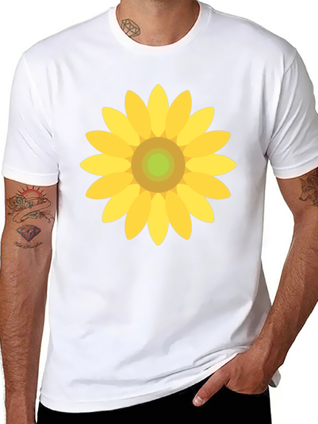 Sunflower Graphic Print Black T-Shirt