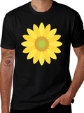 Sunflower Graphic Print Black T-Shirt