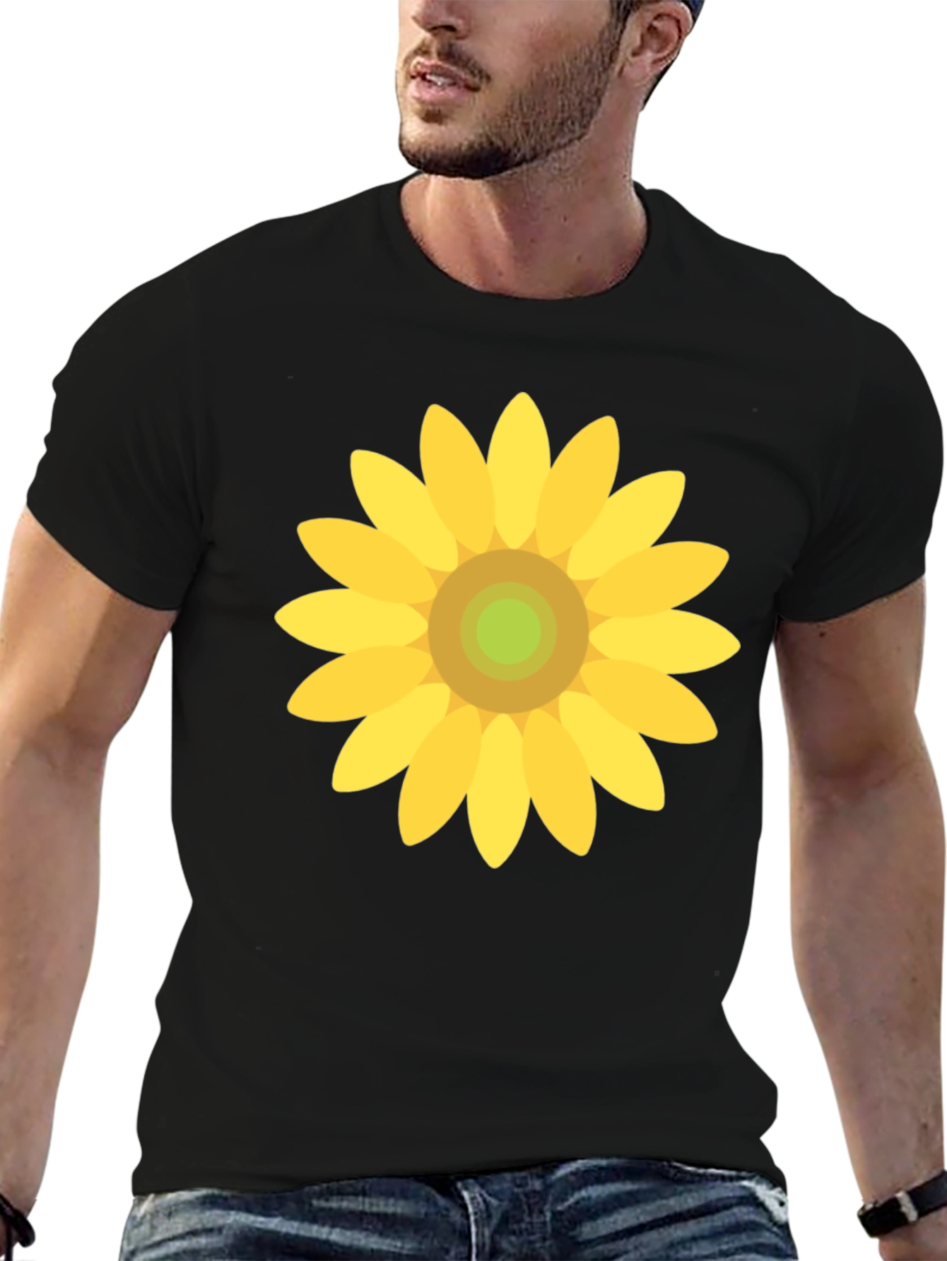 Sunflower Graphic Print Black T-Shirt