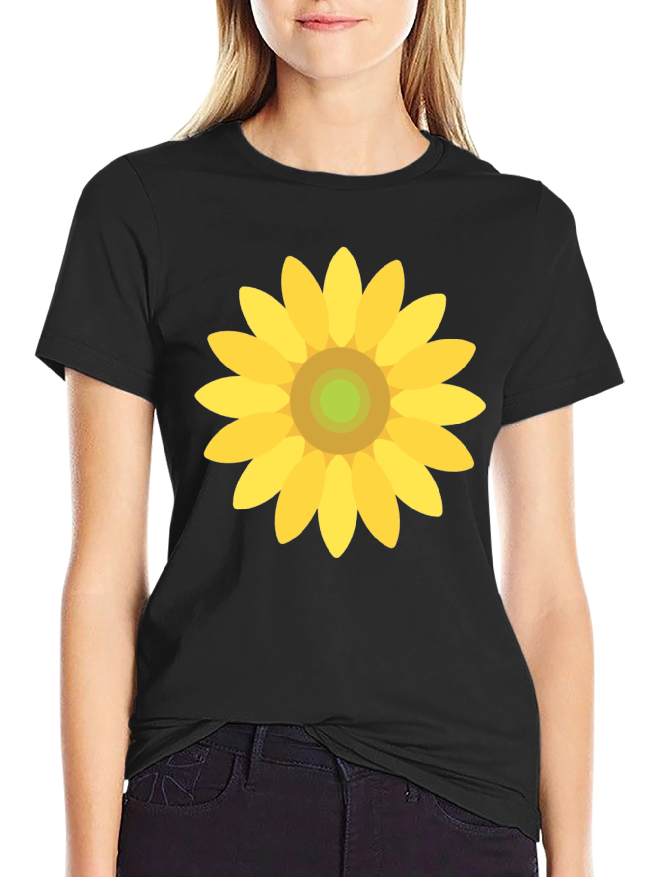 Sunflower Graphic Print Black T-Shirt