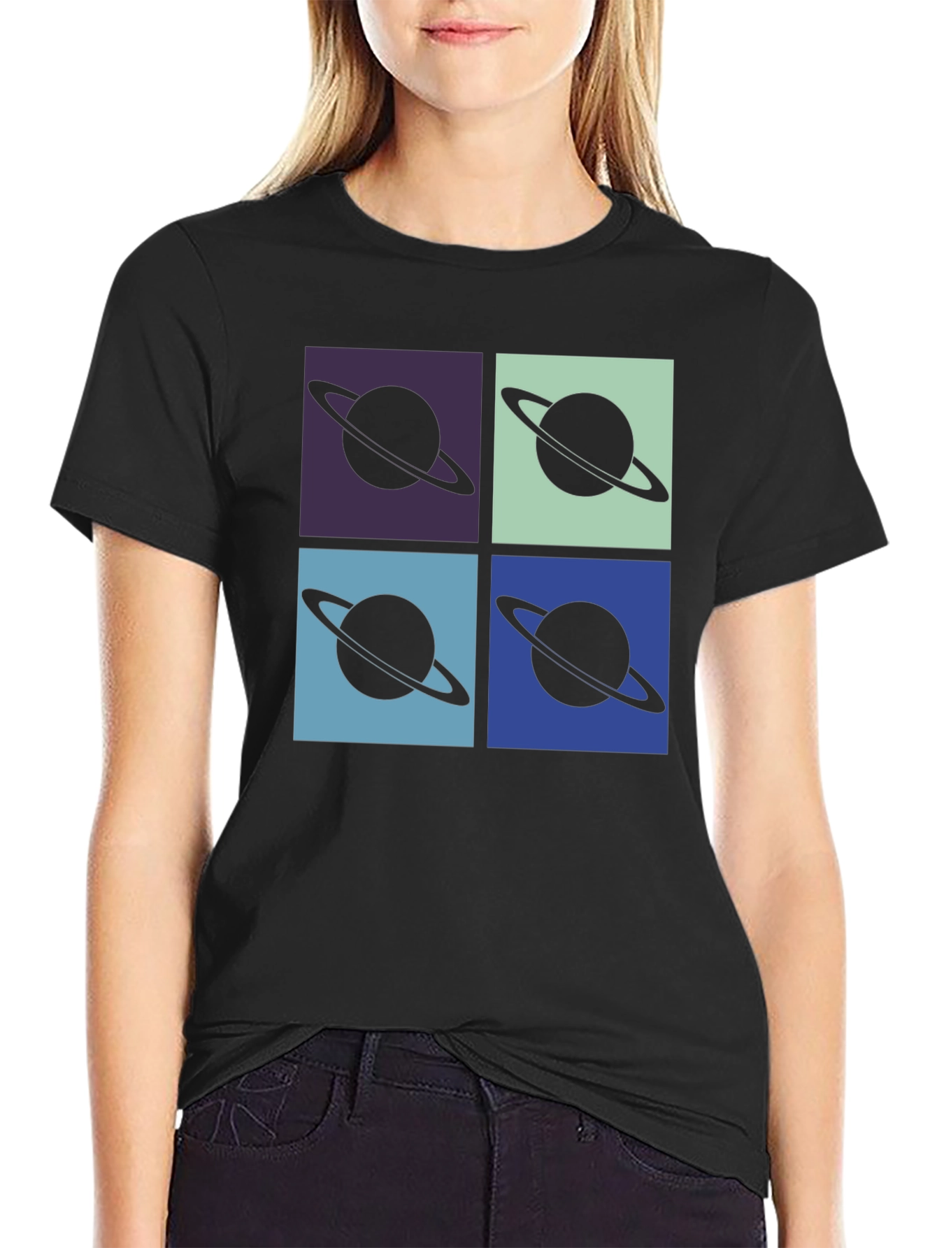 Retro Saturn Graphic T-Shirt - Pop Art Design