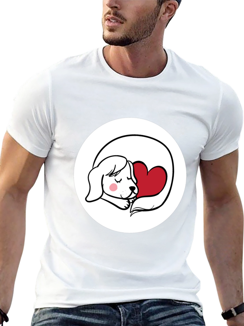 Dog with Heart Graphic T-Shirt - Cute Design