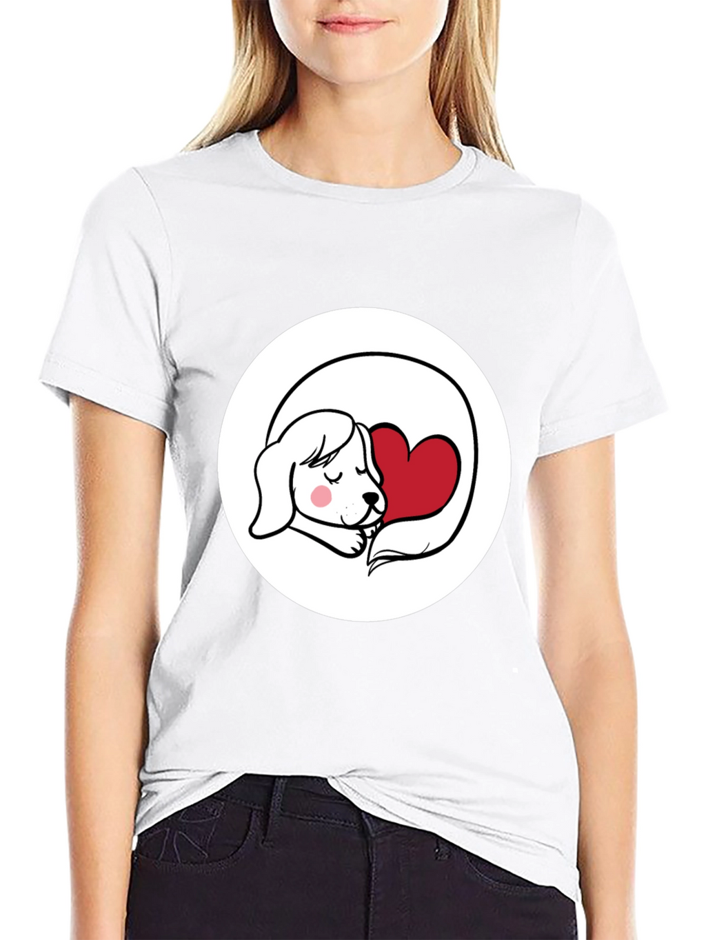Dog with Heart Graphic T-Shirt - Cute Design