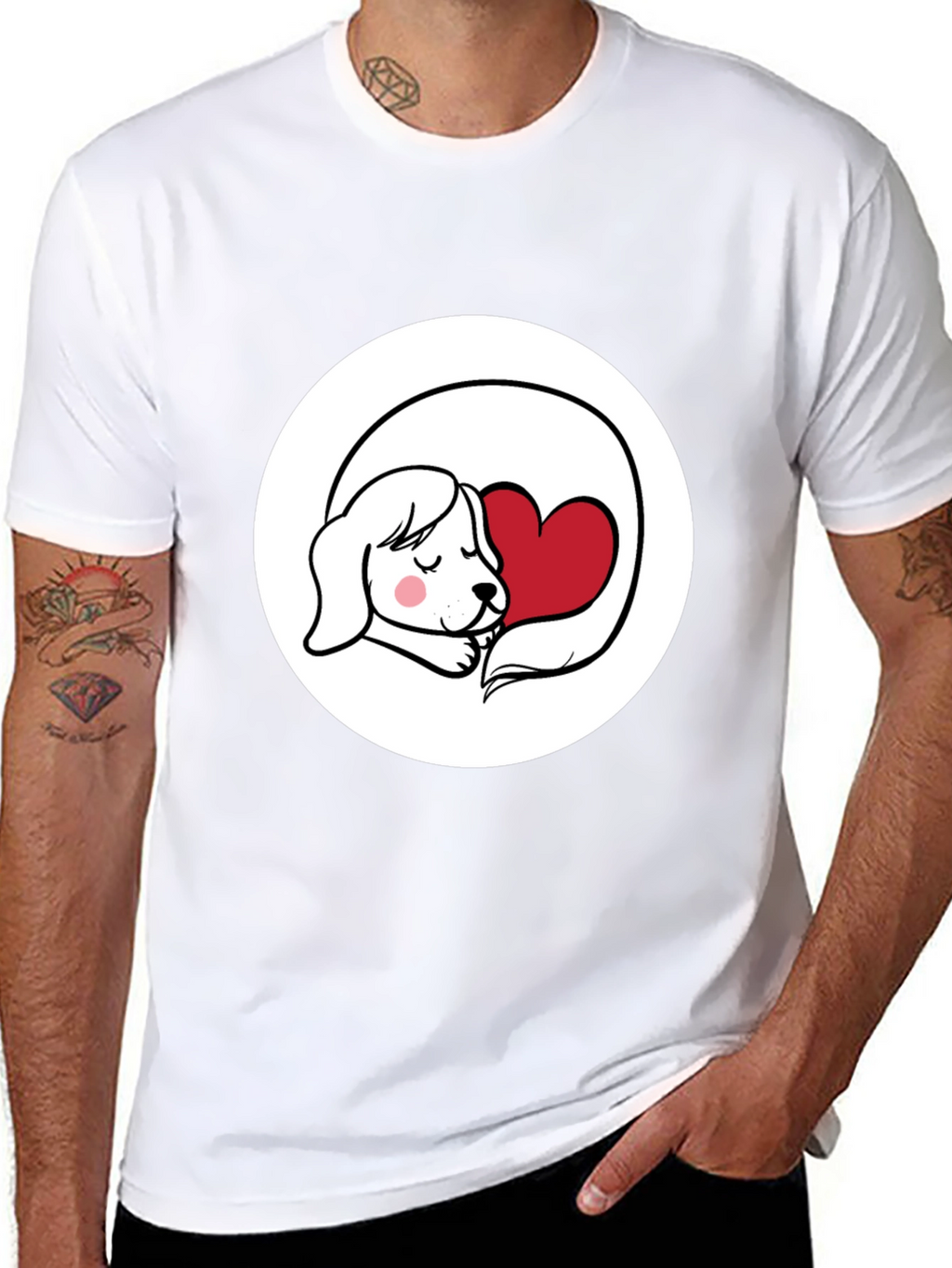 Dog with Heart Graphic T-Shirt - Cute Design