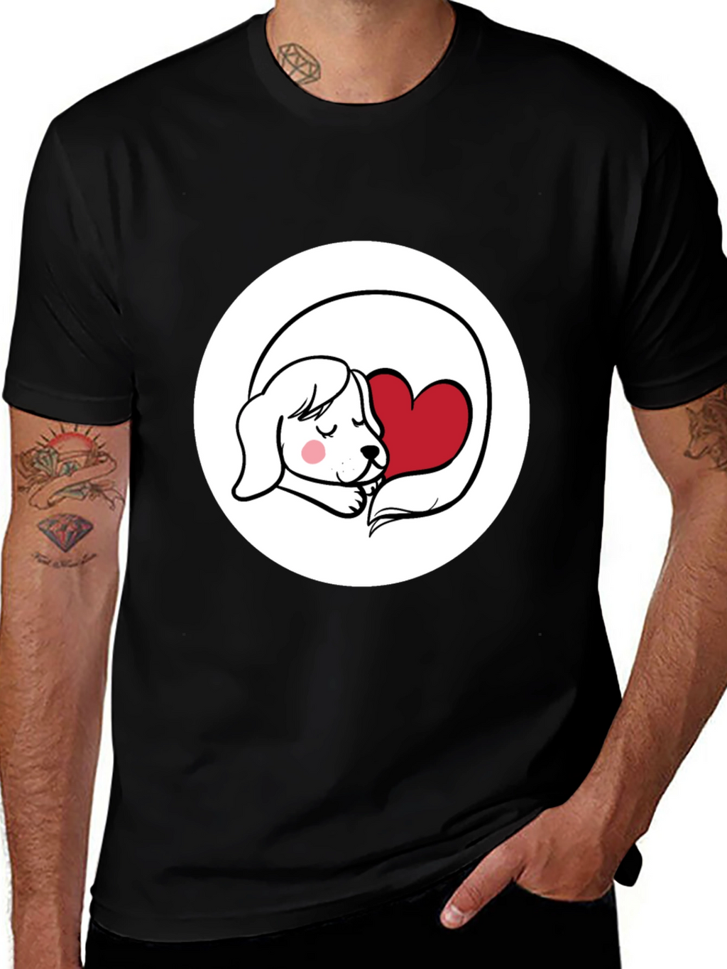 Dog with Heart Graphic T-Shirt - Cute Design