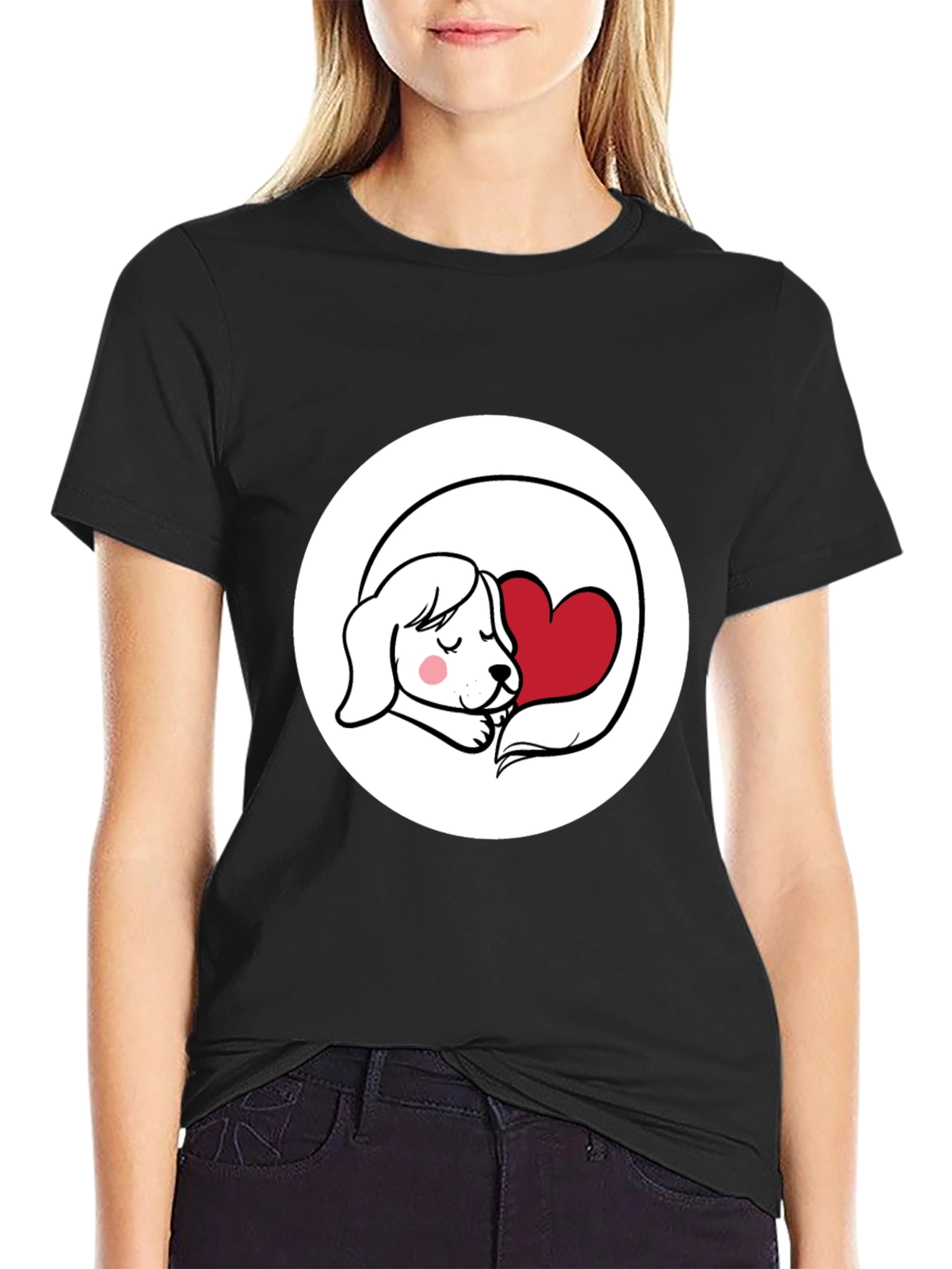 Dog with Heart Graphic T-Shirt - Cute Design