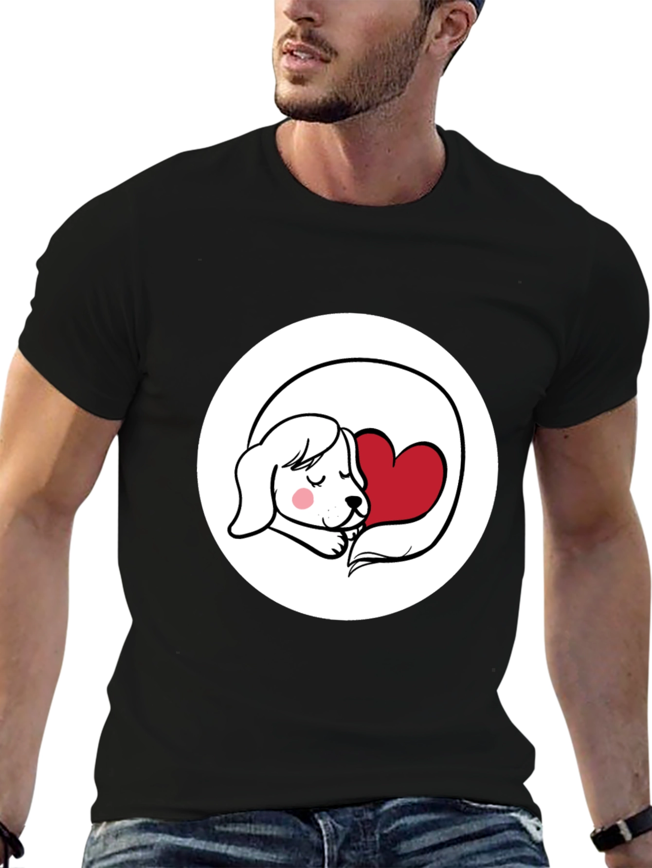 Dog with Heart Graphic T-Shirt - Cute Design
