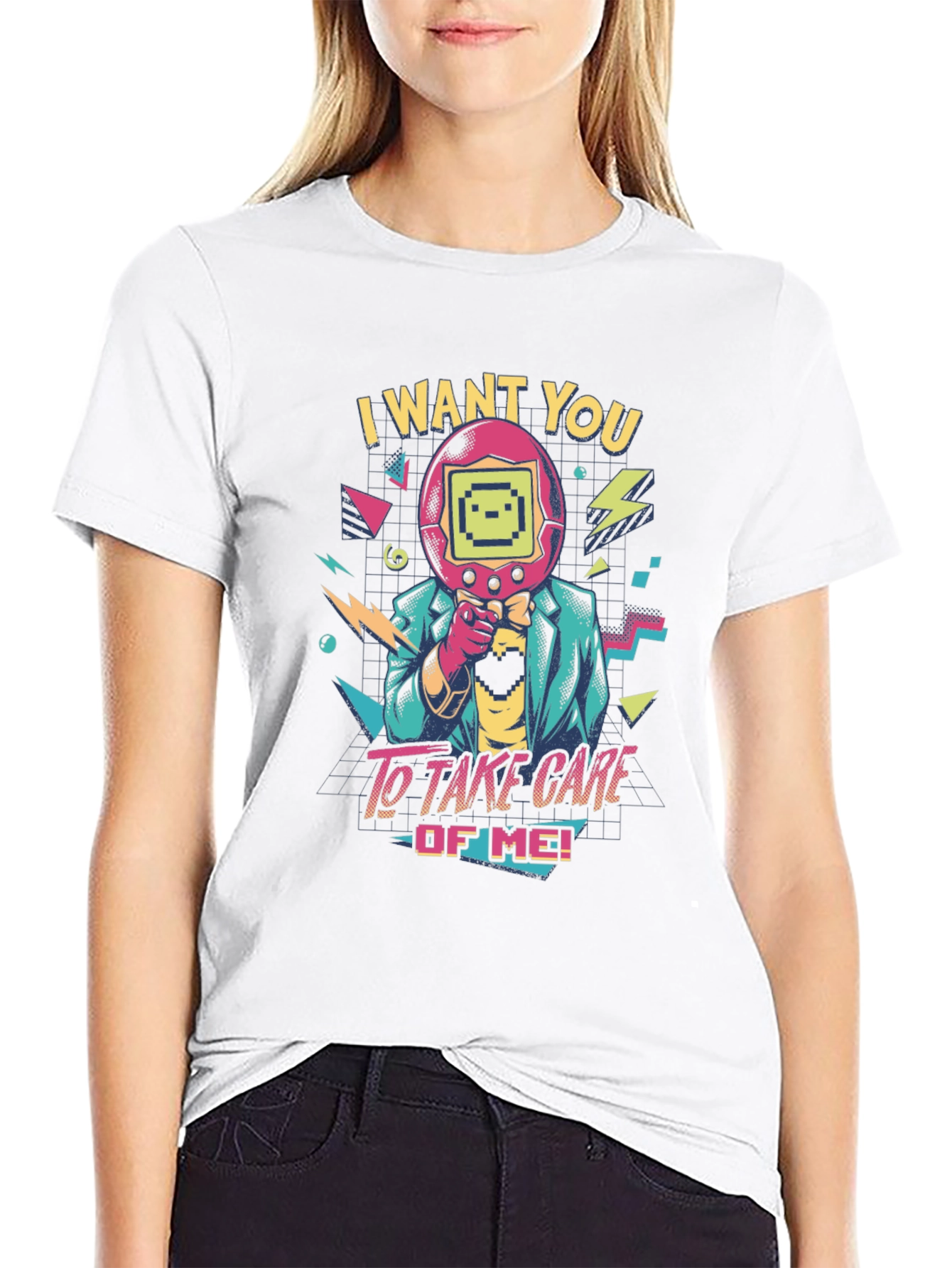 Retro Tamagotchi Style Graphic T-Shirt