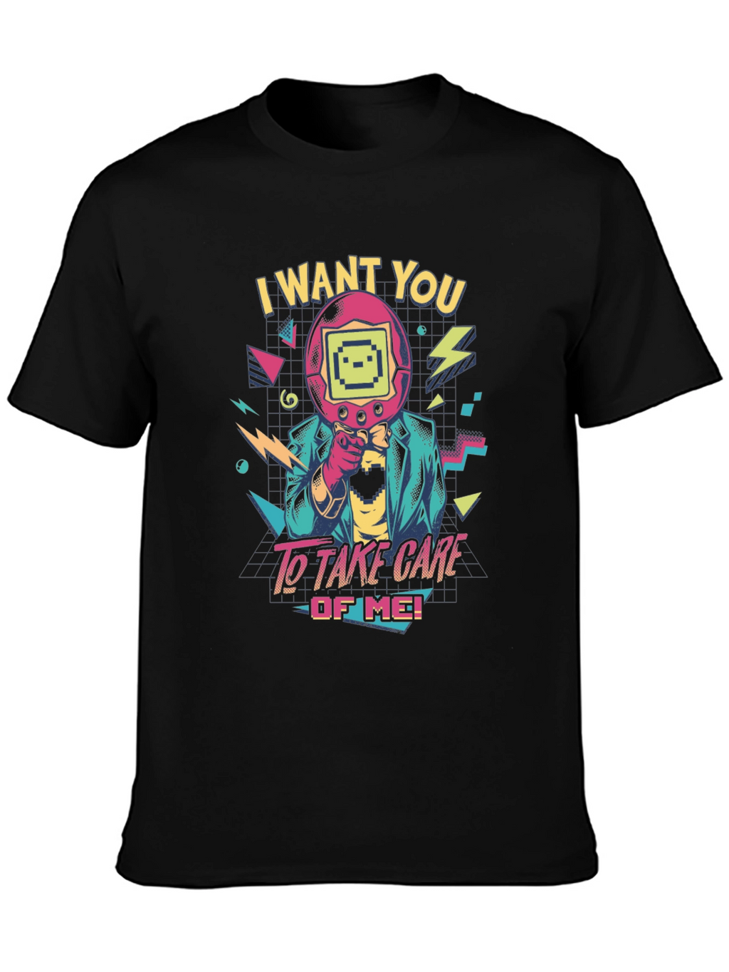 Retro Tamagotchi Style Graphic T-Shirt
