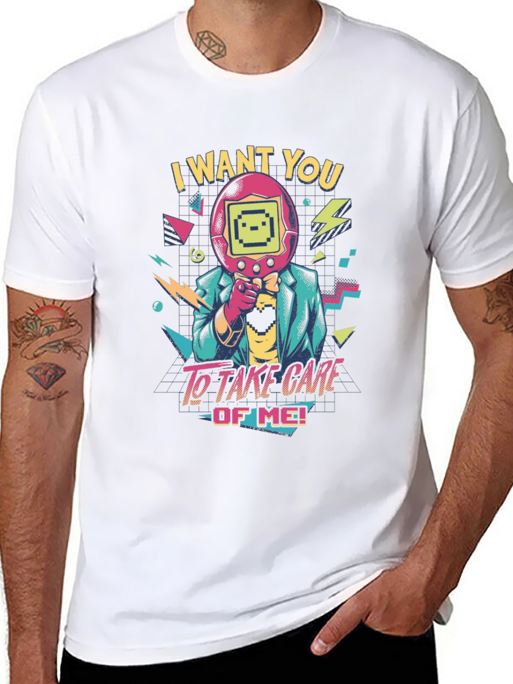 Retro Tamagotchi Style Graphic T-Shirt