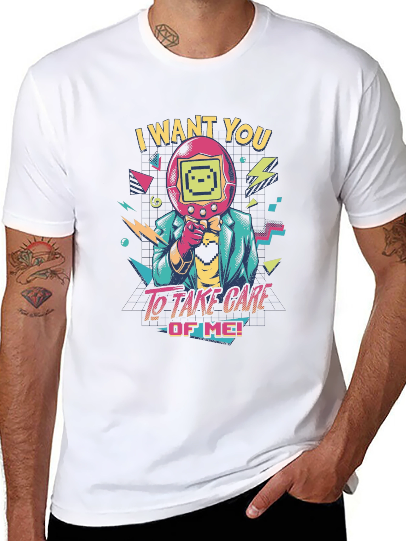 Retro Tamagotchi Style Graphic T-Shirt