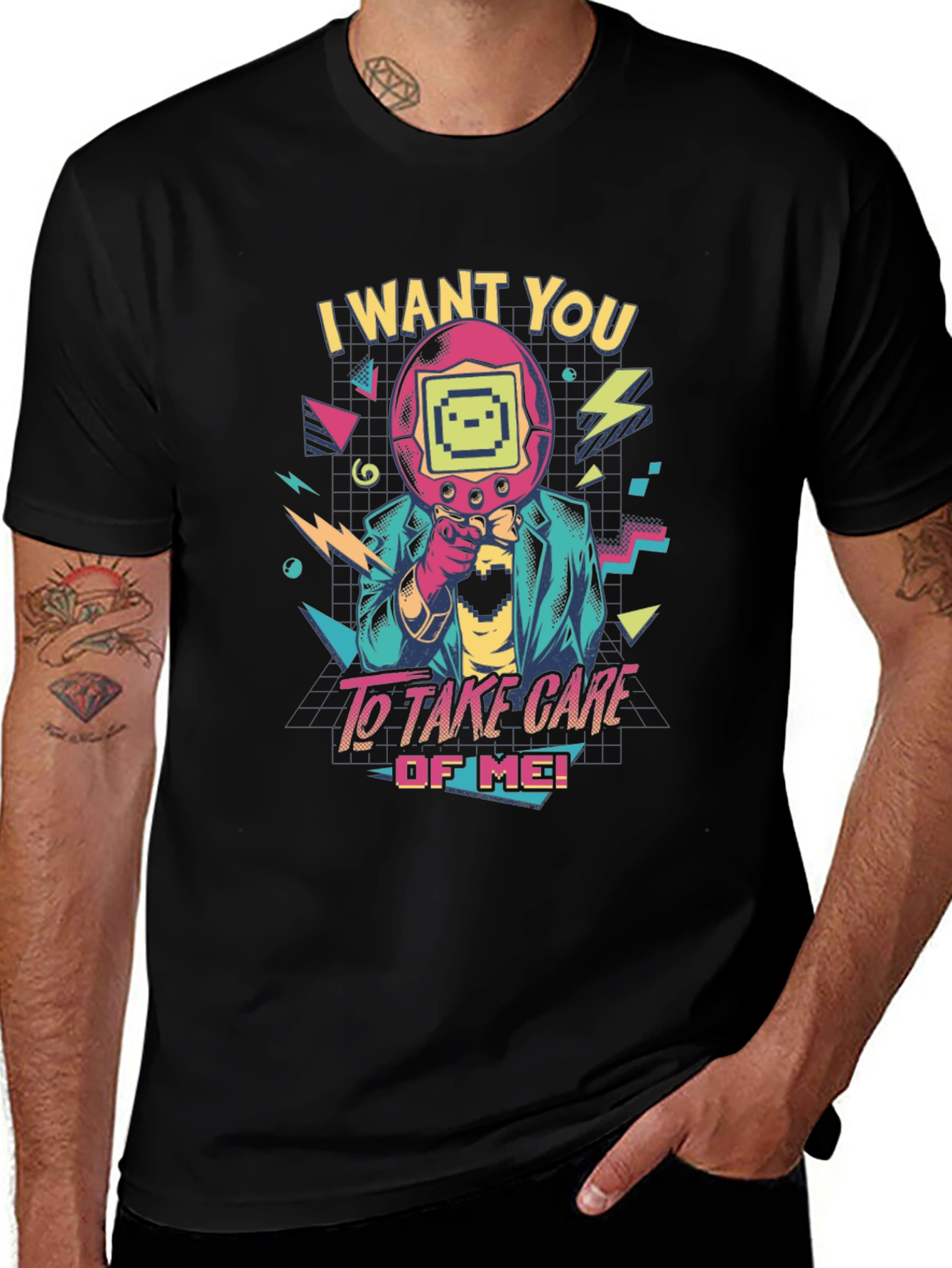 Retro Tamagotchi Style Graphic T-Shirt