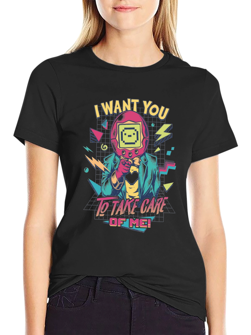 Retro Tamagotchi Style Graphic T-Shirt