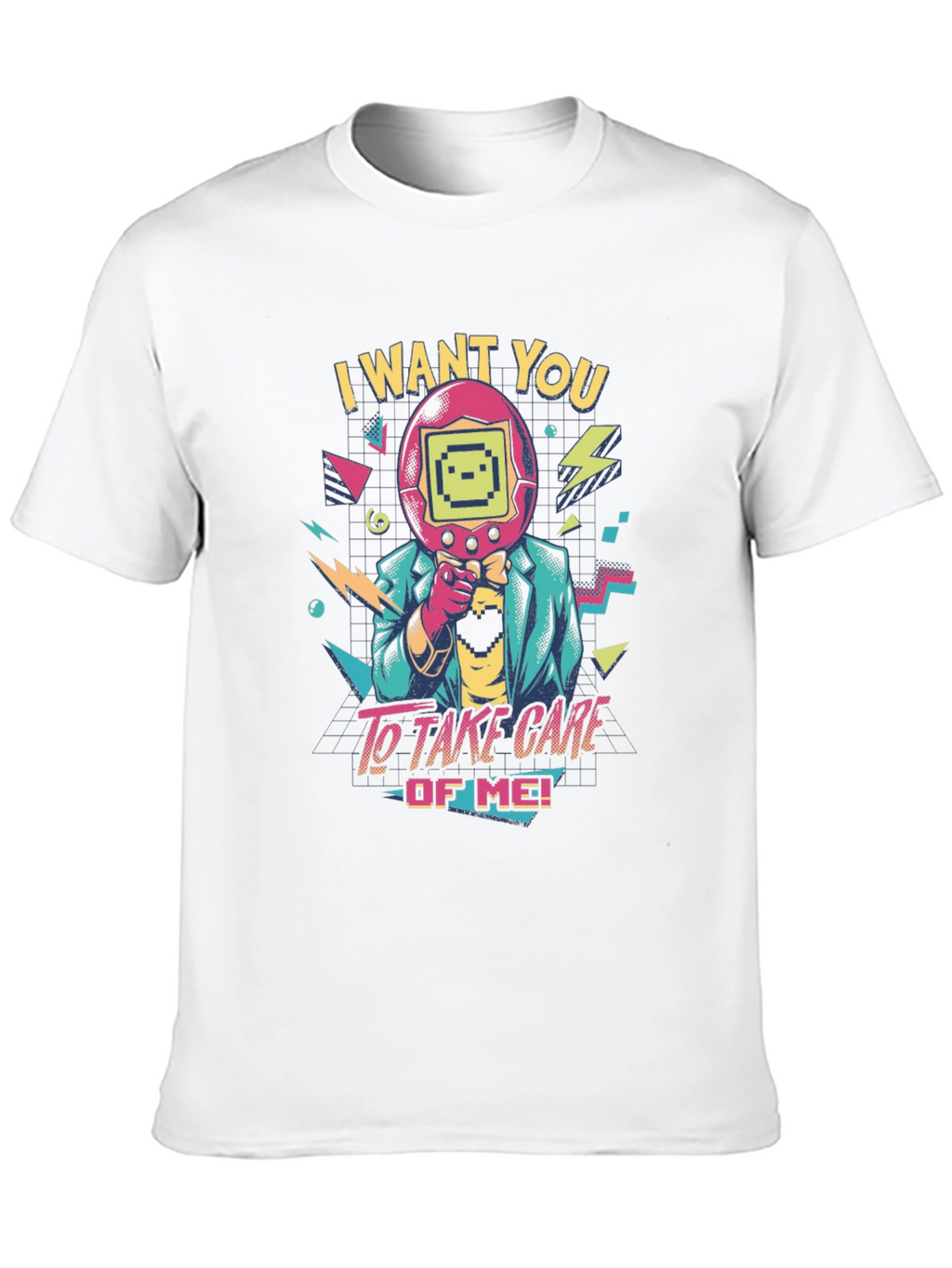 Retro Tamagotchi Style Graphic T-Shirt
