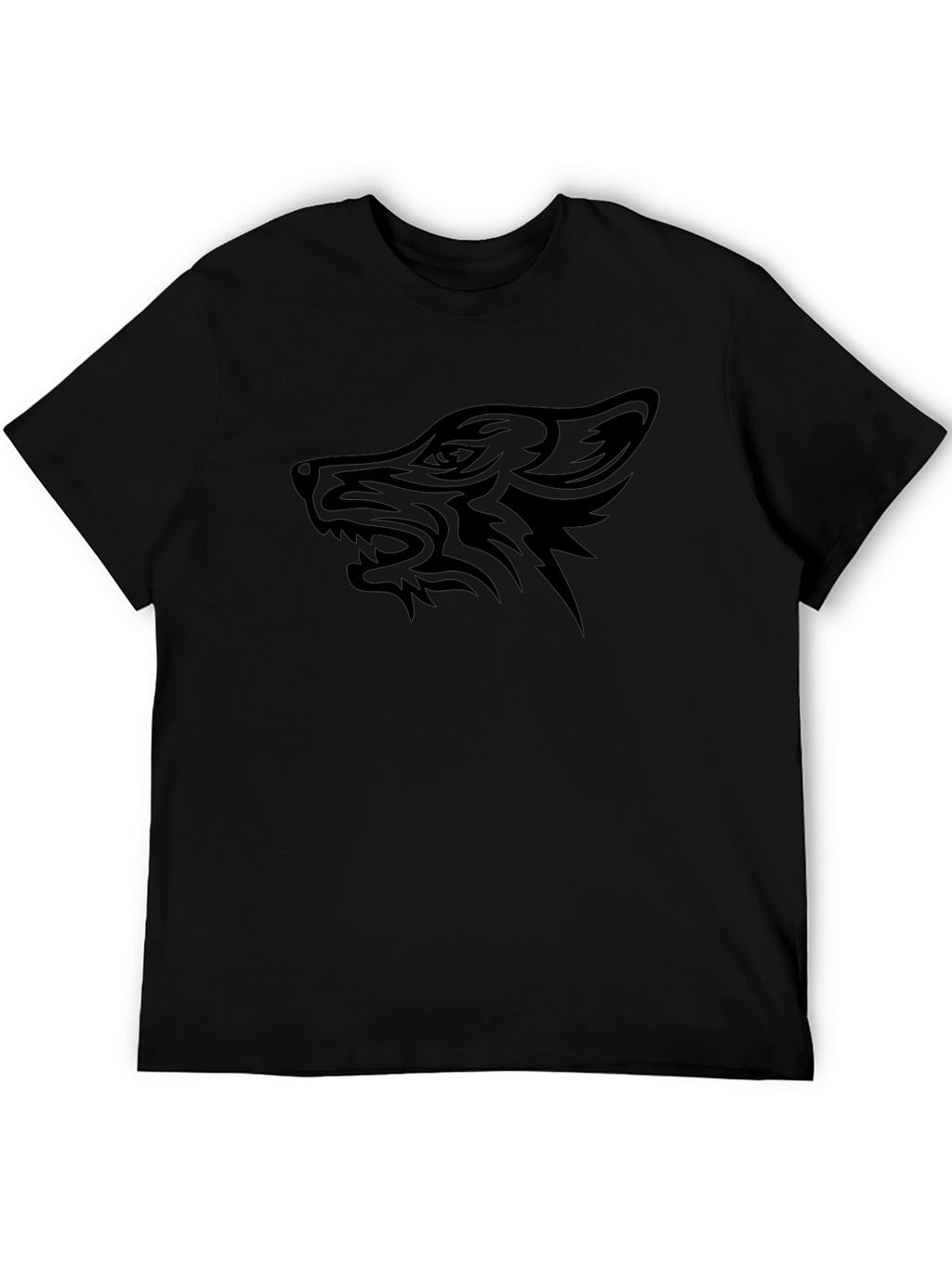 Black Wolf Graphic Tee - Tribal Design