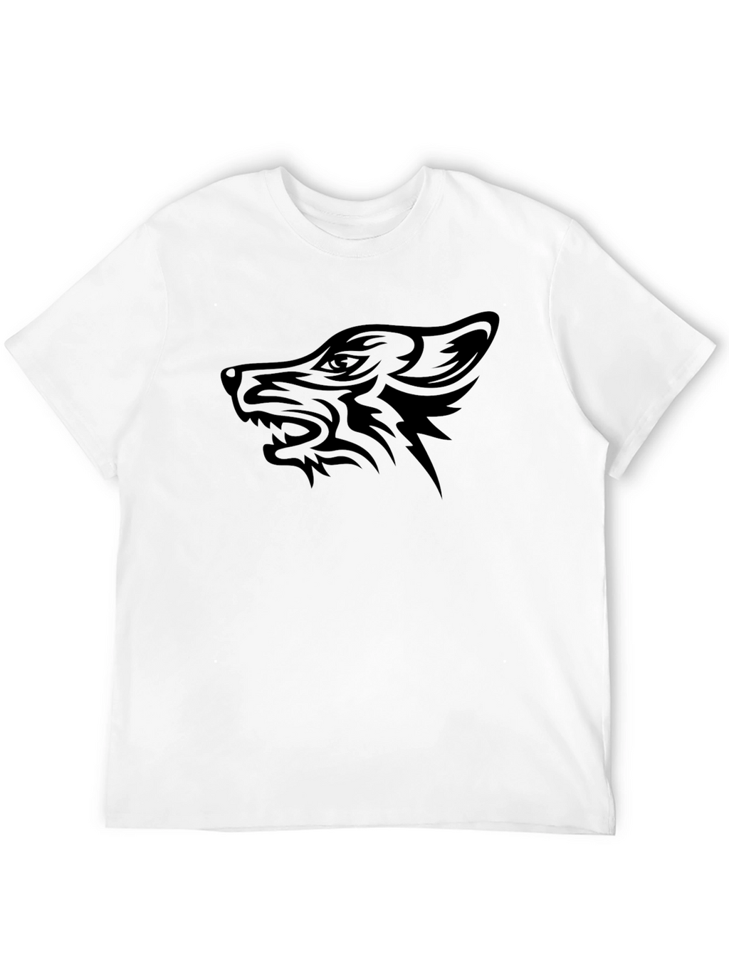 Black Wolf Graphic Tee - Tribal Design