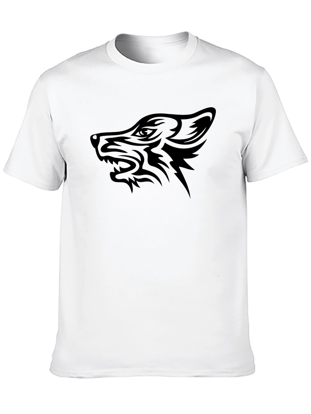 Black Wolf Graphic Tee - Tribal Design