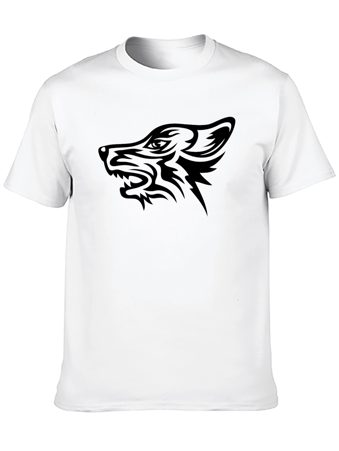 Black Wolf Graphic Tee - Tribal Design