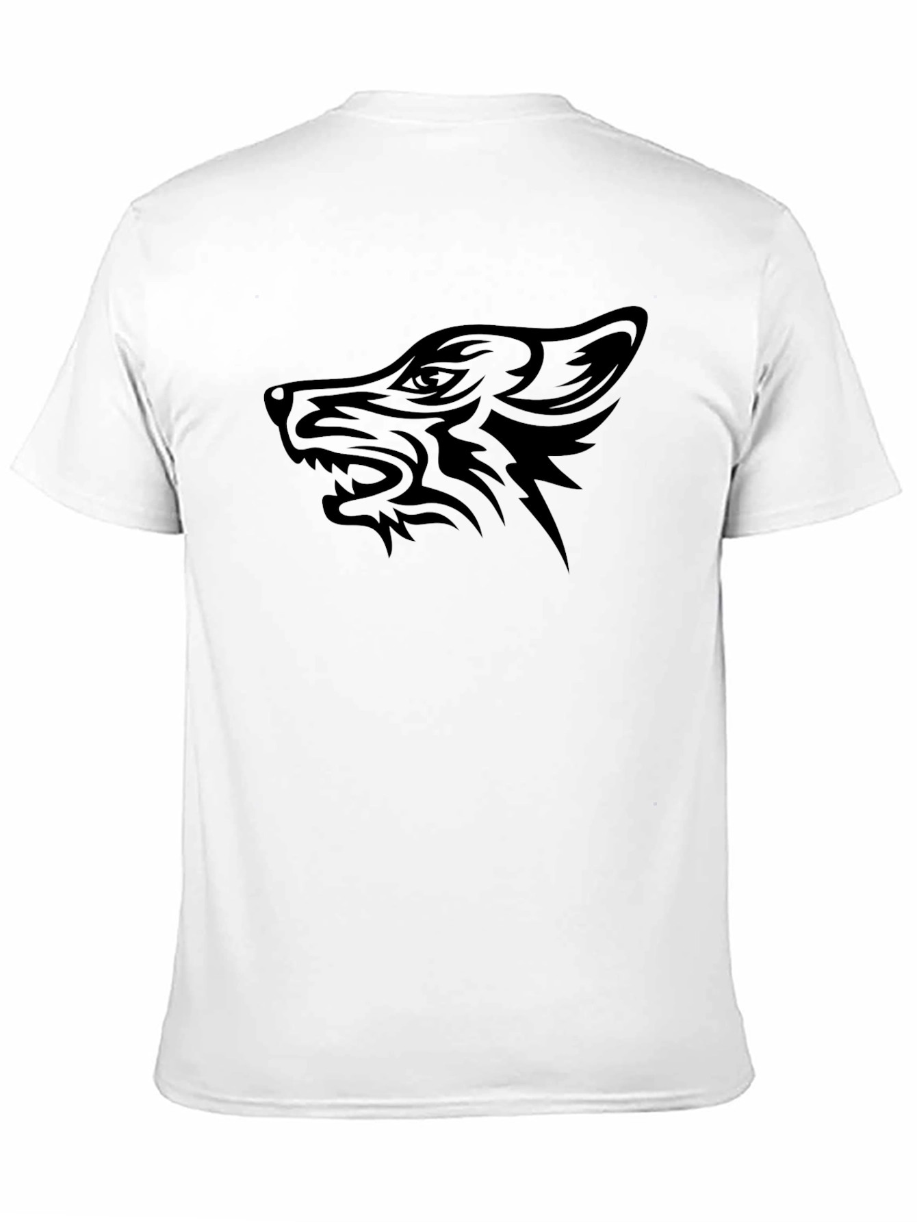 Black Wolf Graphic Tee - Tribal Design