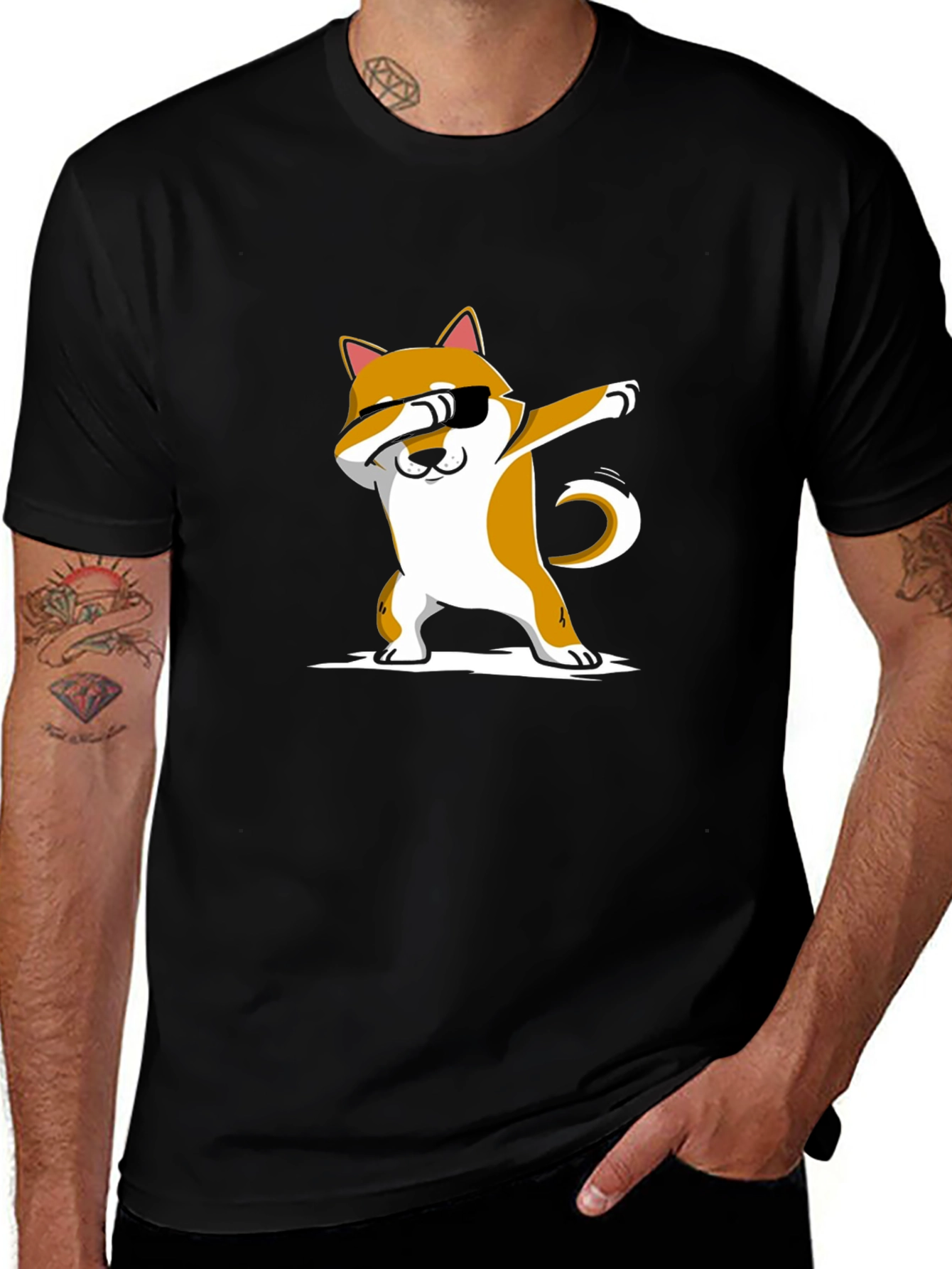 Dabbing Shiba Inu Black T-Shirt