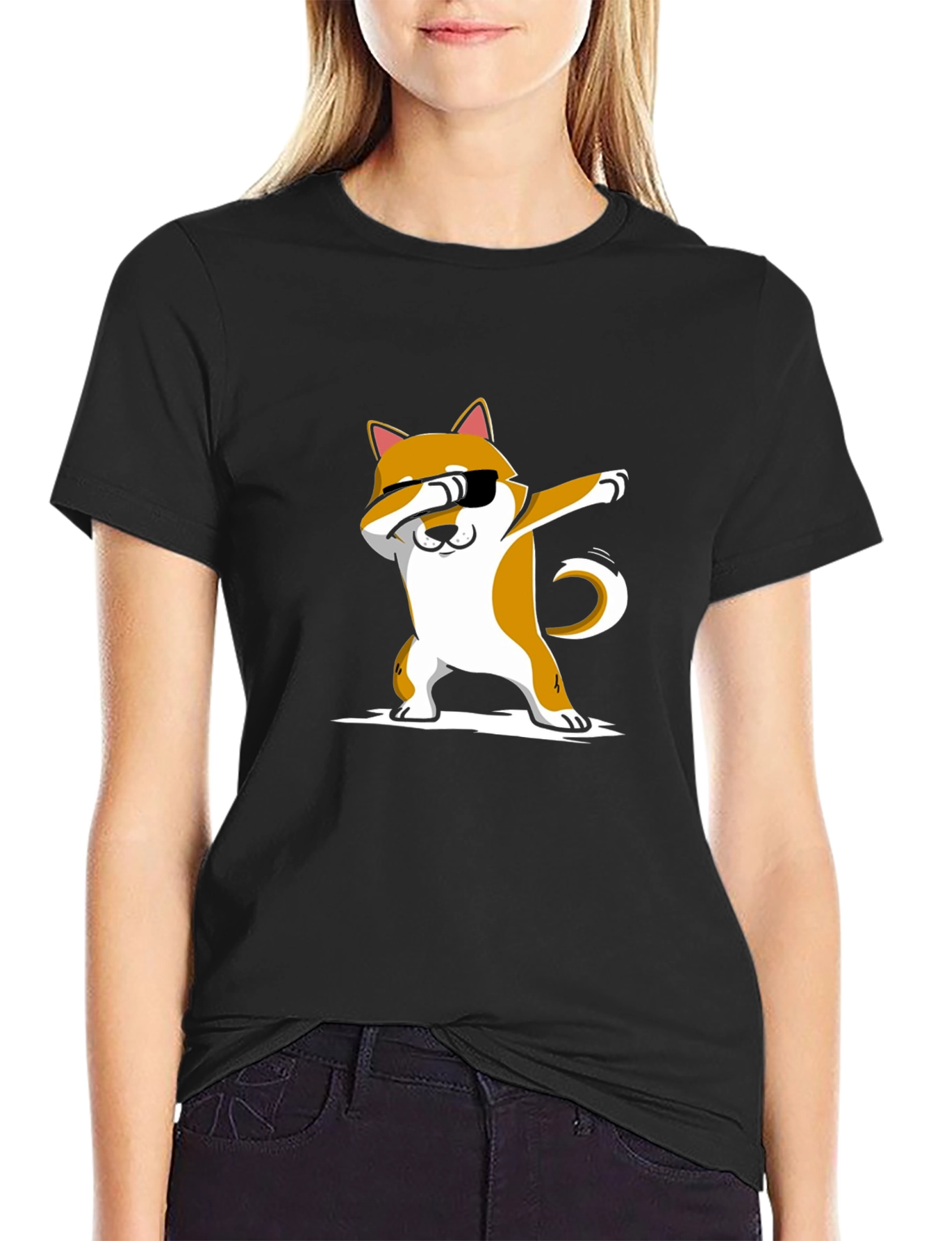Dabbing Shiba Inu Black T-Shirt