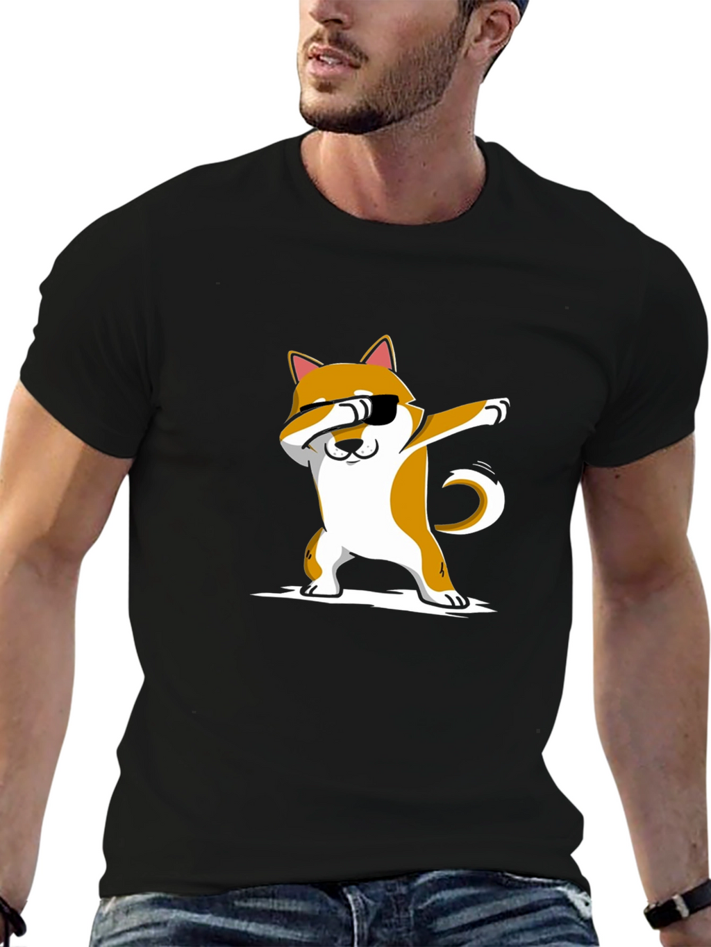 Dabbing Shiba Inu Black T-Shirt