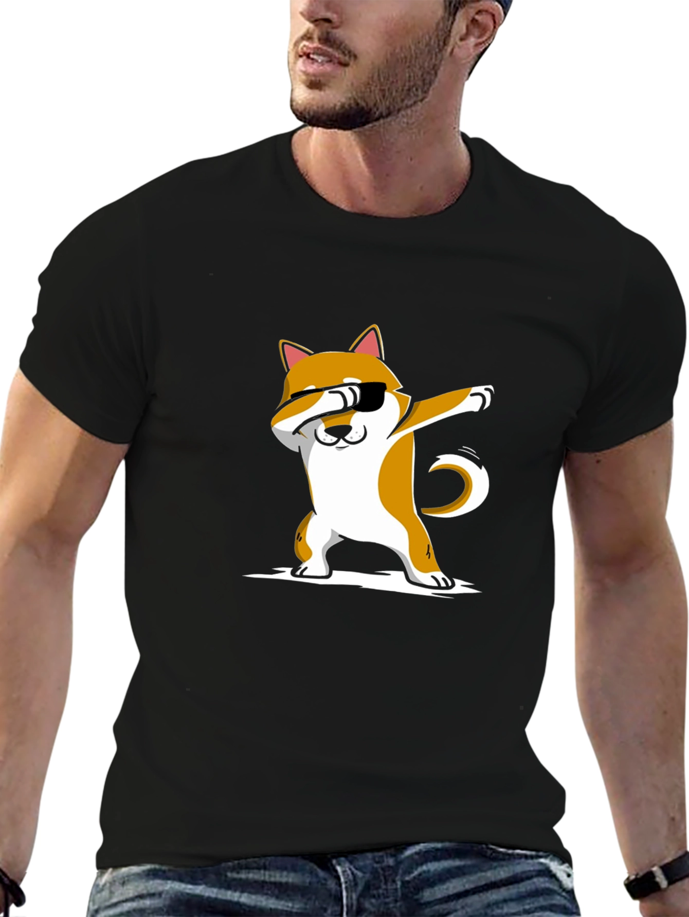 Dabbing Shiba Inu Black T-Shirt