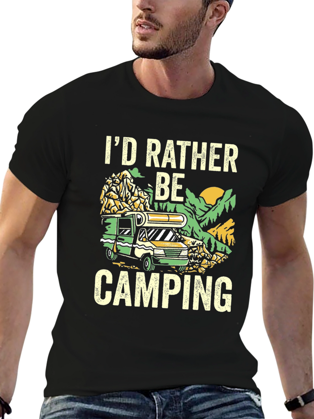 Camping T-Shirt - Id Rather Be Camping Graphic Tee