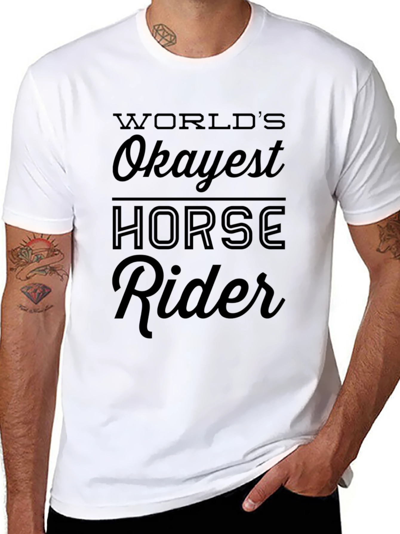 Worlds Okayest Horse Rider Black Graphic T-Shirt