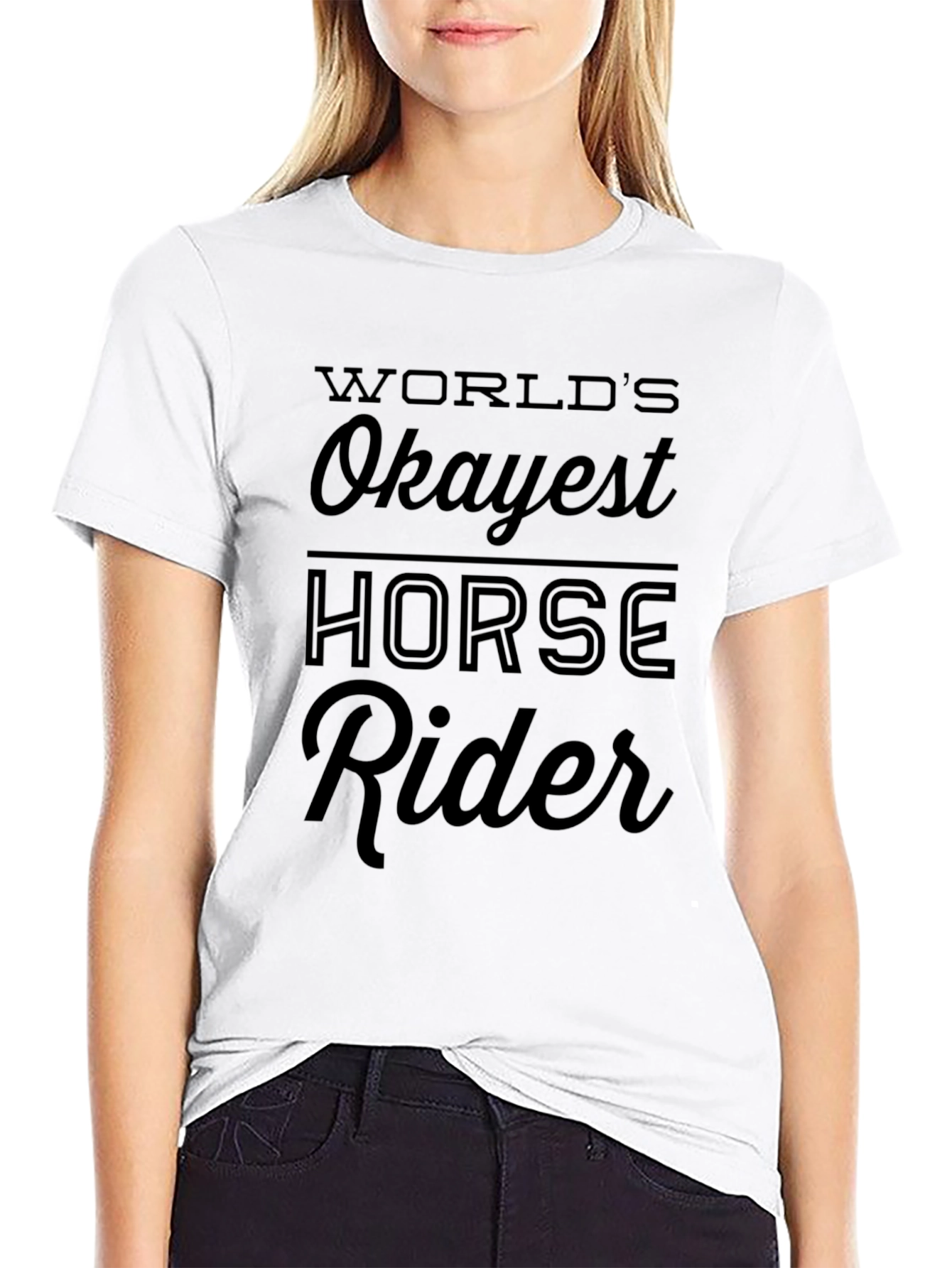 Worlds Okayest Horse Rider Black Graphic T-Shirt