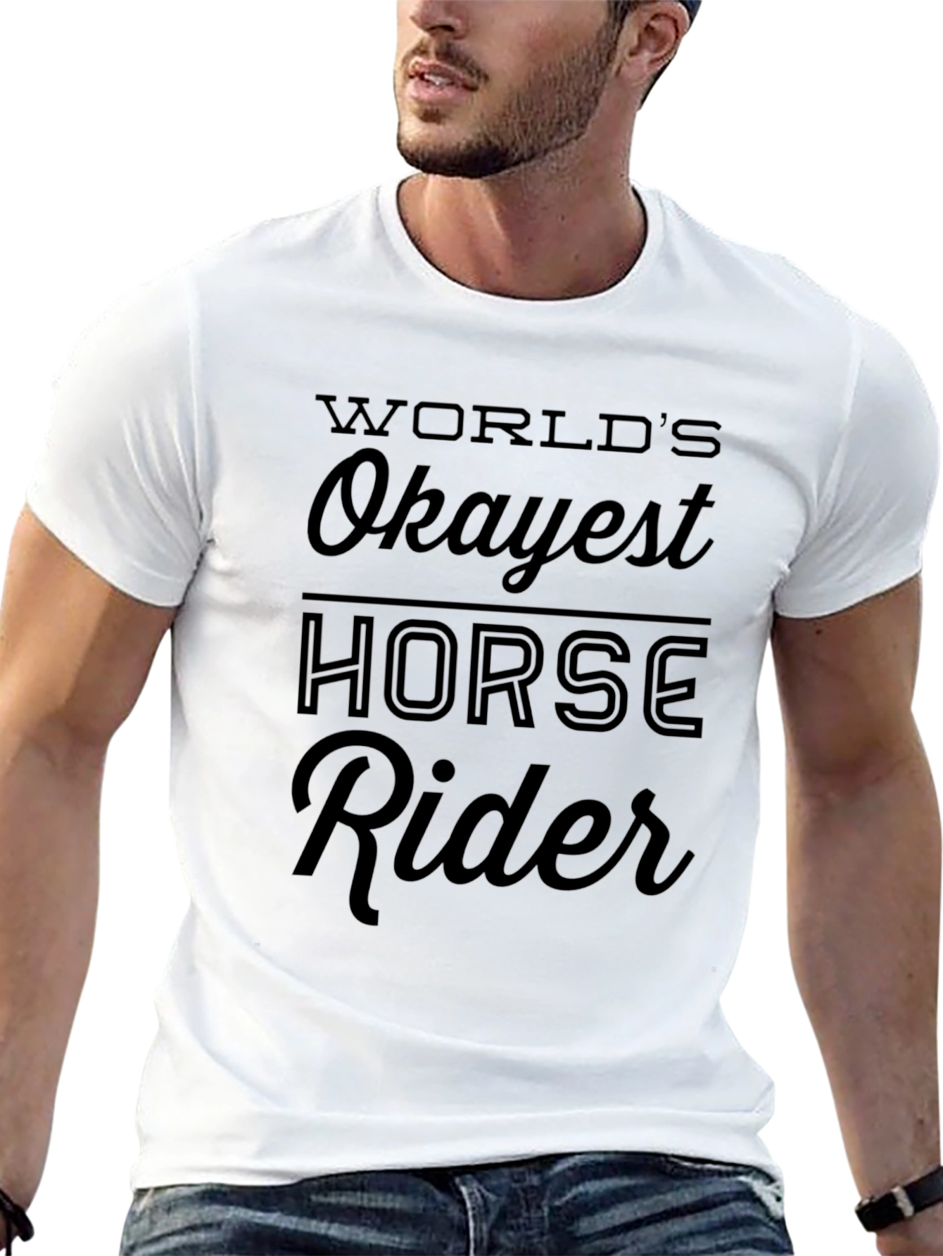 Worlds Okayest Horse Rider Black Graphic T-Shirt