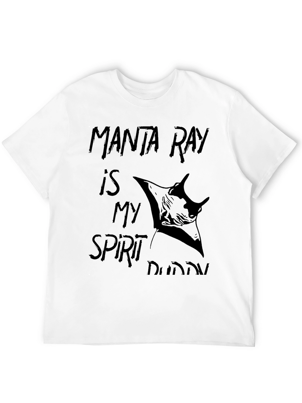 Manta Ray Spirit Buddy Black Graphic T-Shirt