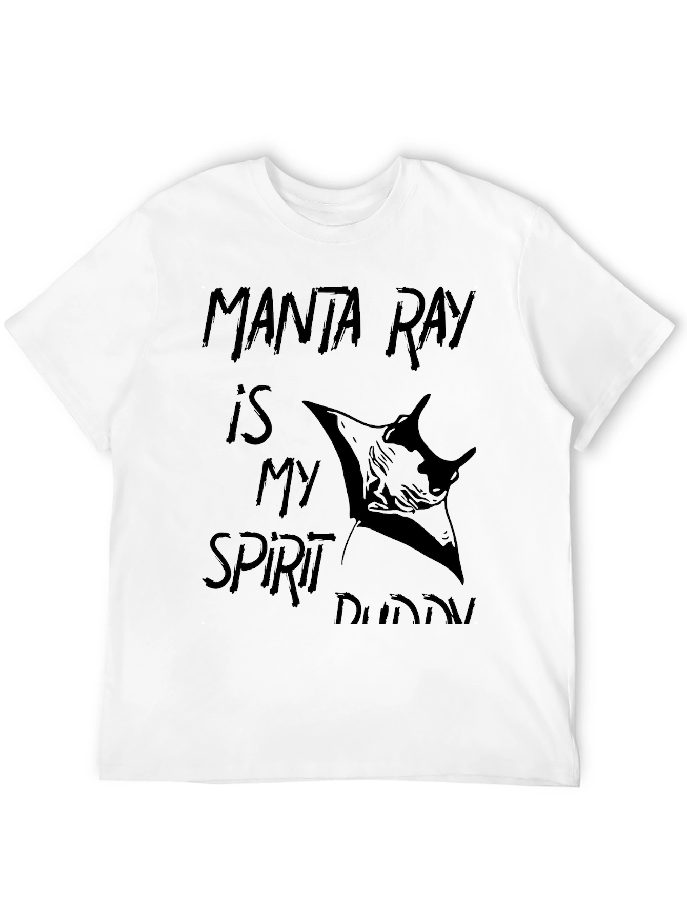 Manta Ray Spirit Buddy Black Graphic T-Shirt
