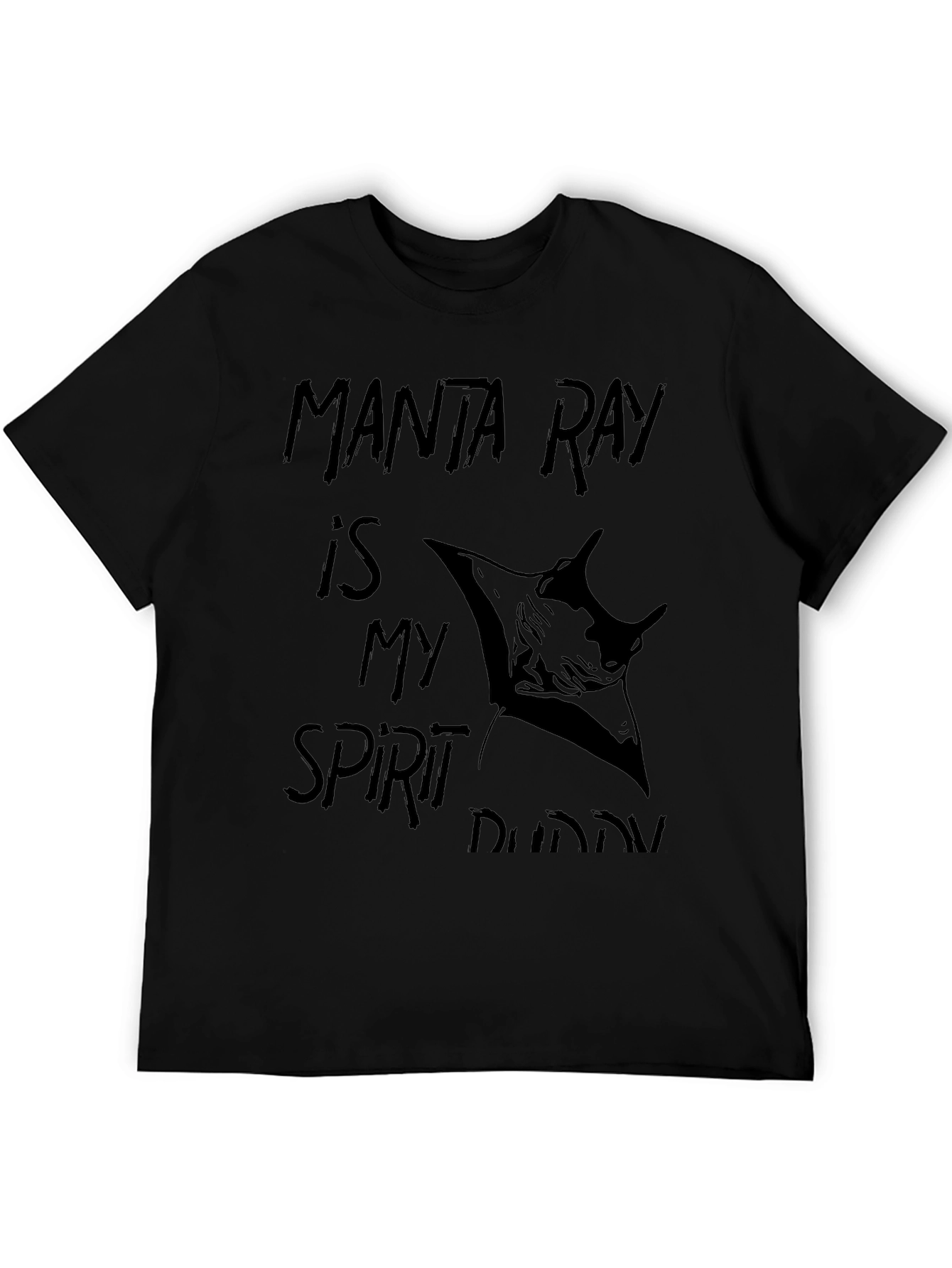 Manta Ray Spirit Buddy Black Graphic T-Shirt