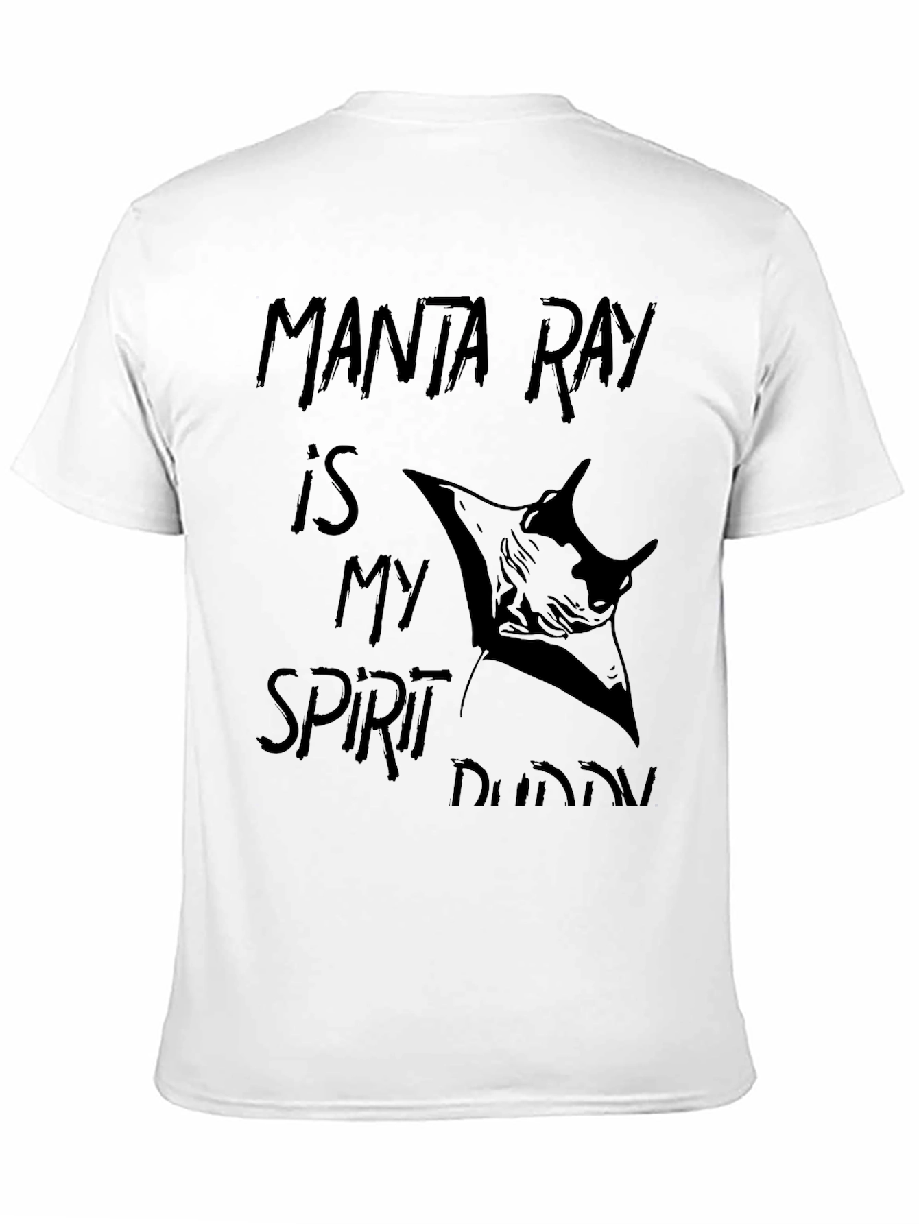 Manta Ray Spirit Buddy Black Graphic T-Shirt