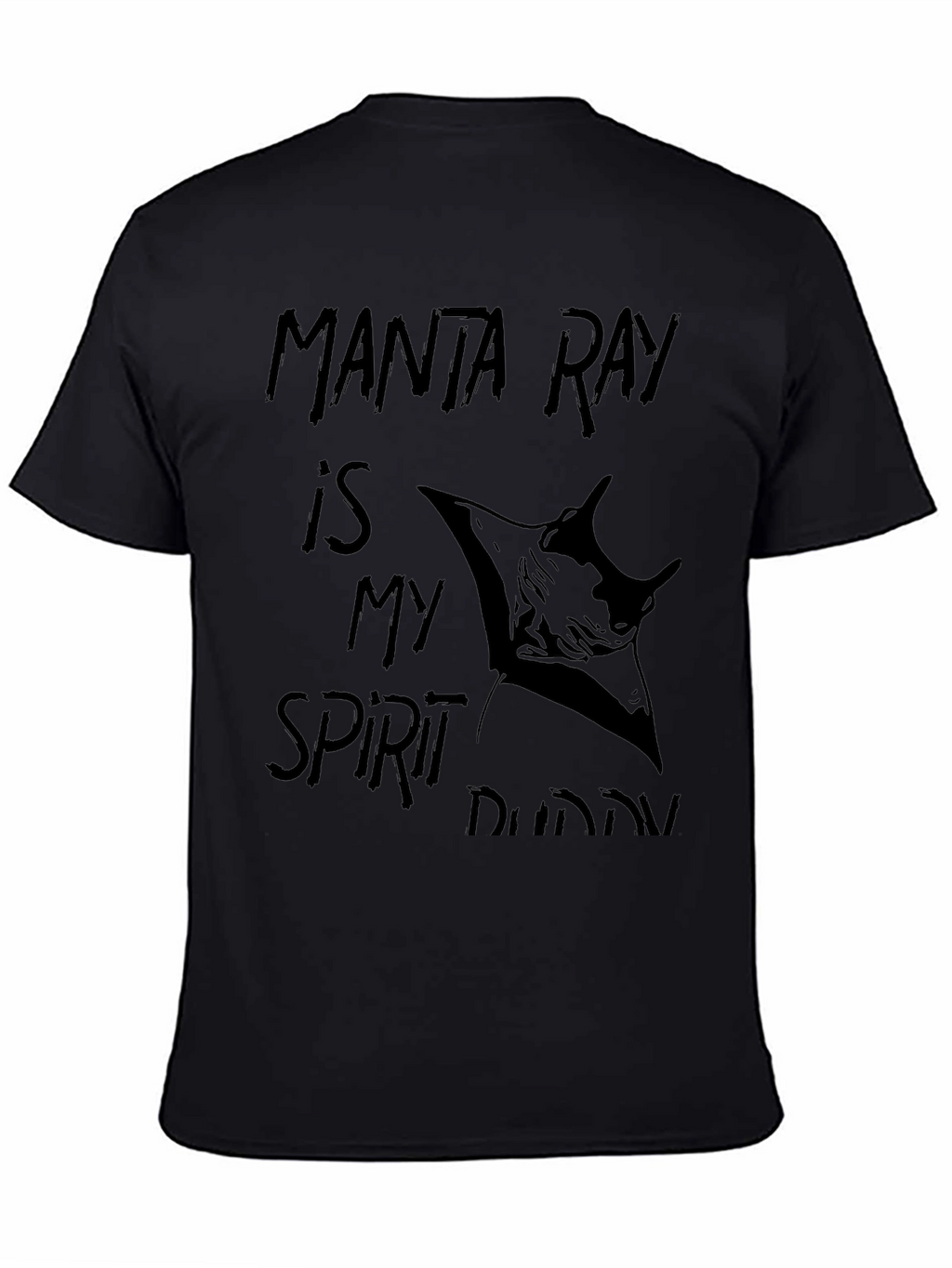 Manta Ray Spirit Buddy Black Graphic T-Shirt