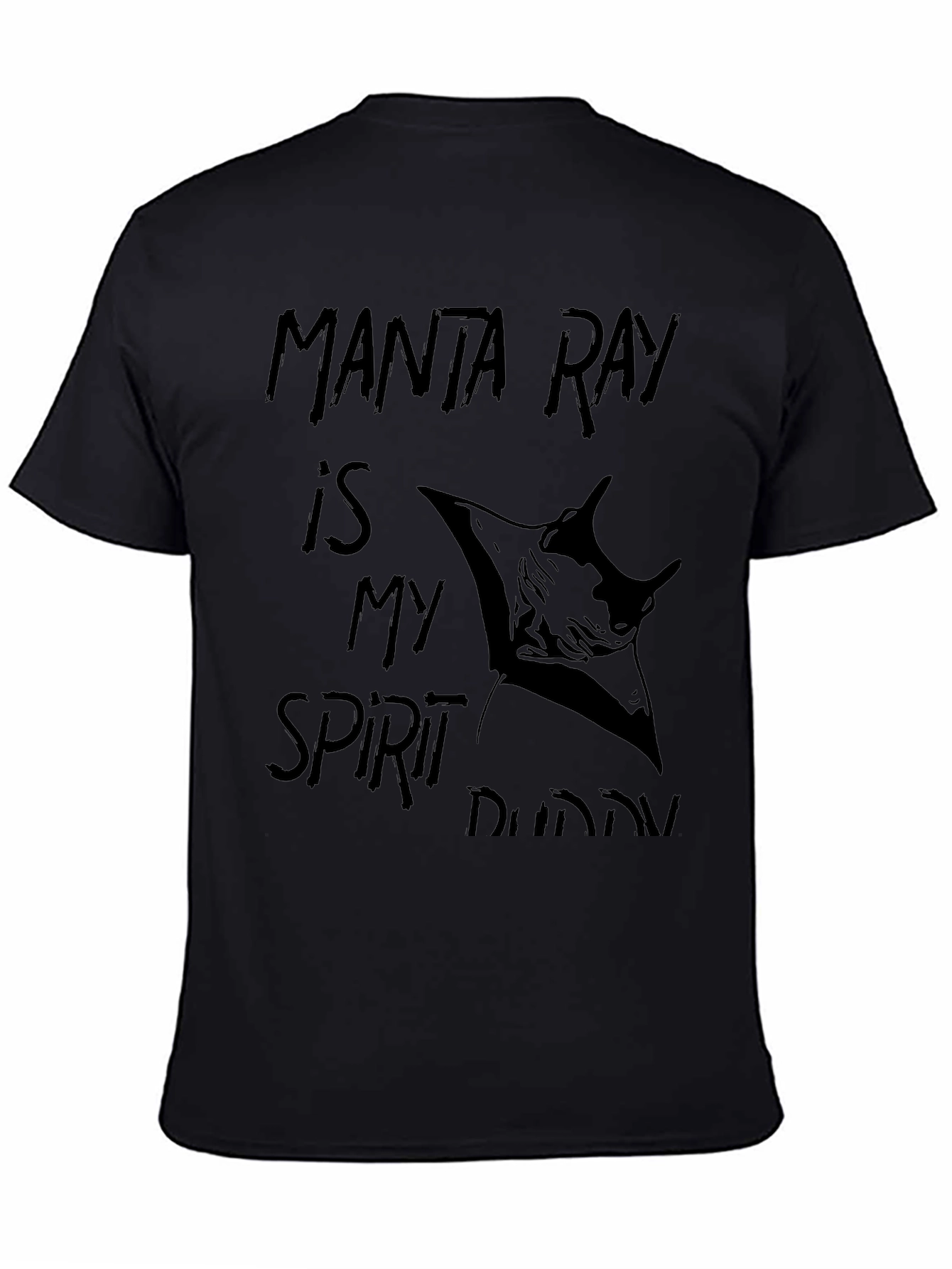 Manta Ray Spirit Buddy Black Graphic T-Shirt