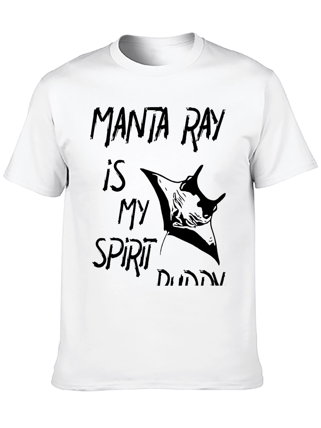 Manta Ray Spirit Buddy Black Graphic T-Shirt