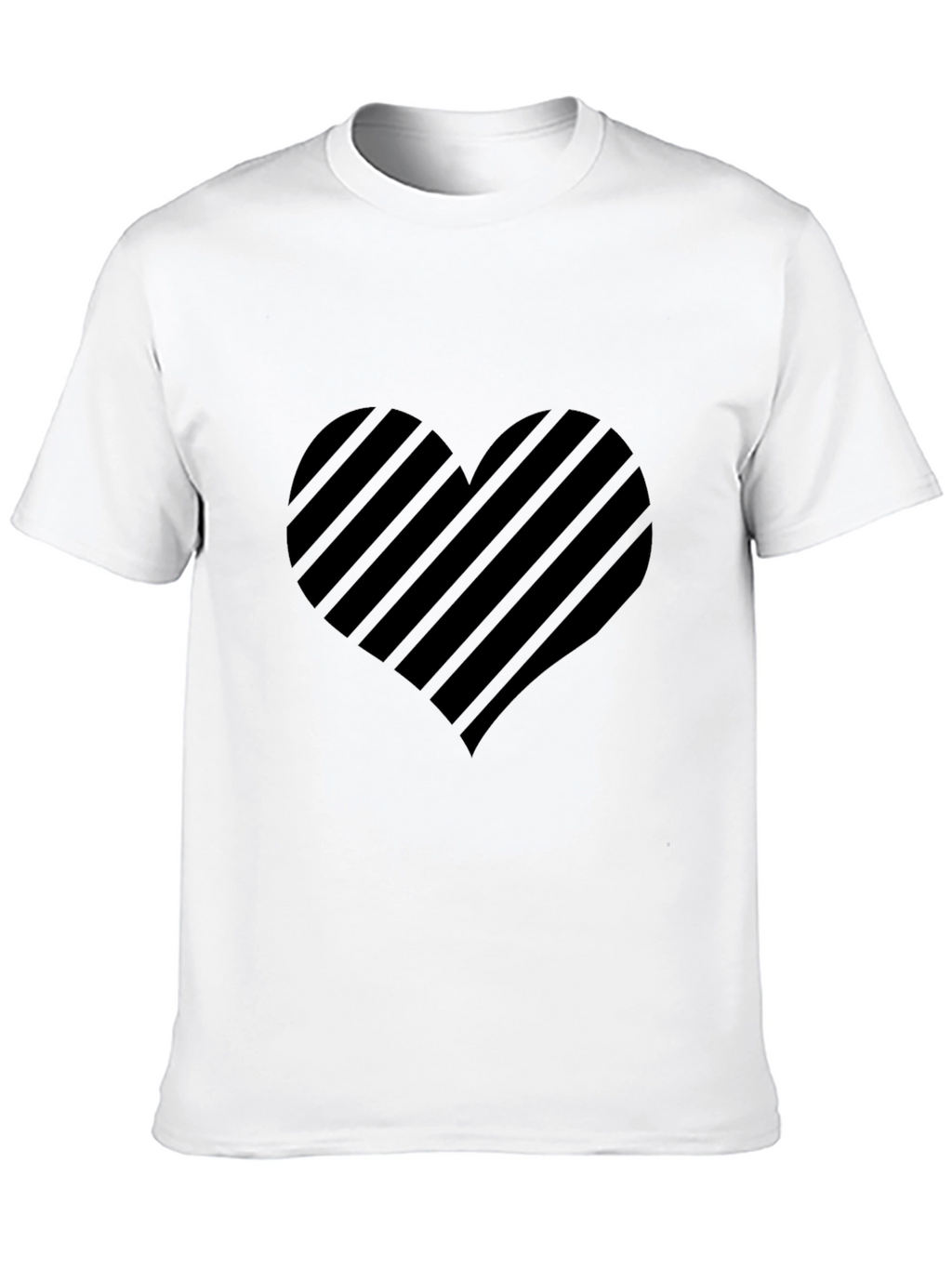 Striped Heart Graphic Black T-Shirt