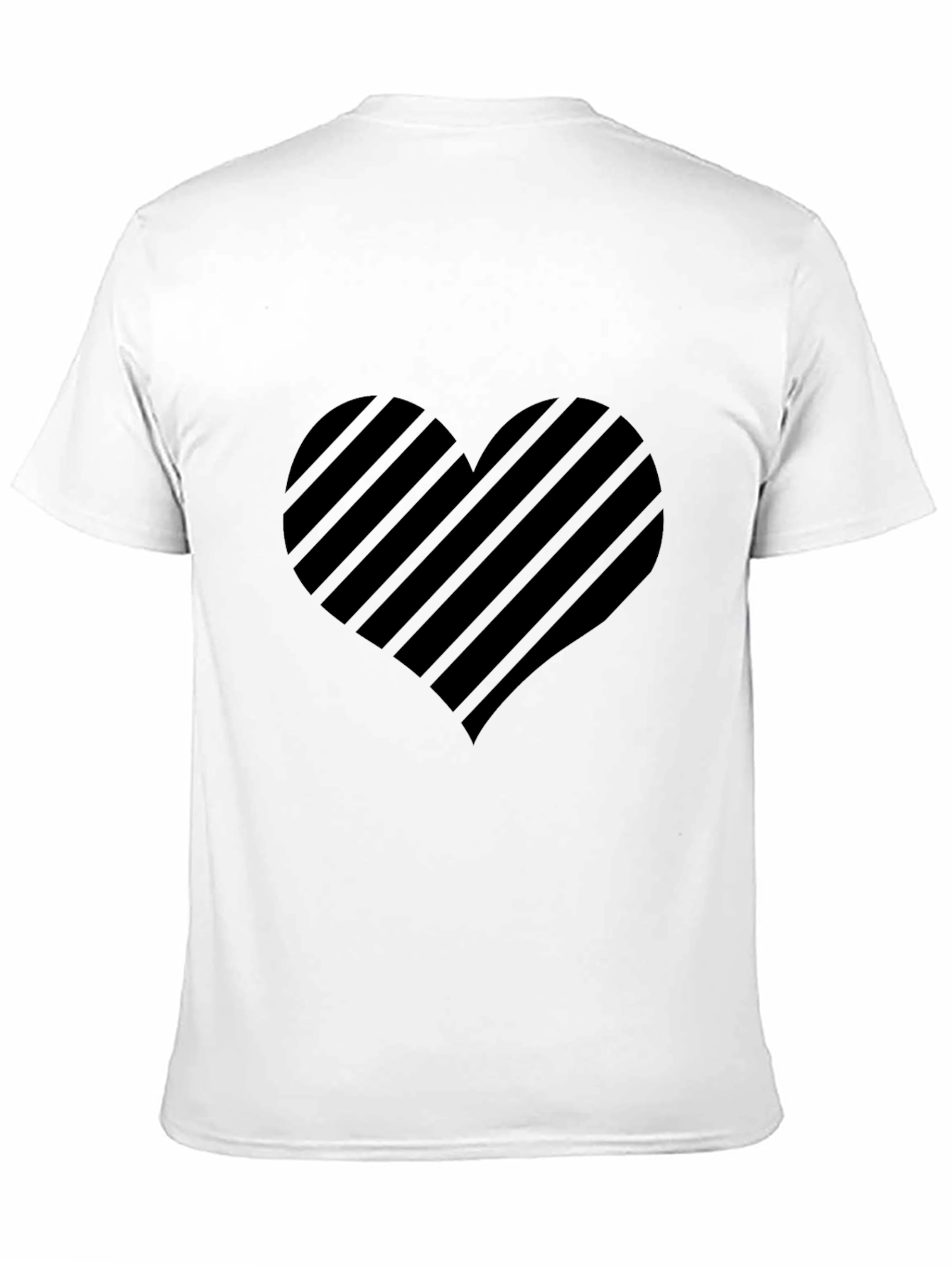 Striped Heart Graphic Black T-Shirt
