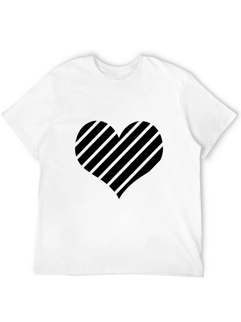 Striped Heart Graphic Black T-Shirt