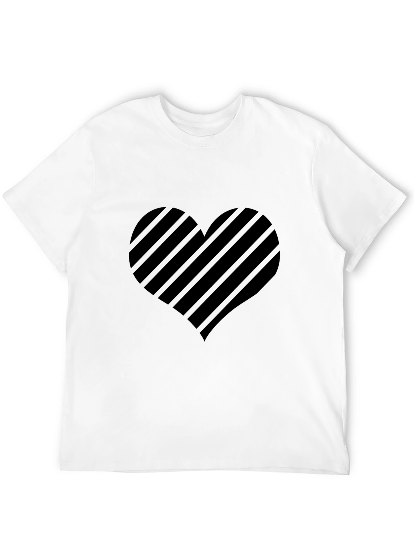 Striped Heart Graphic Black T-Shirt